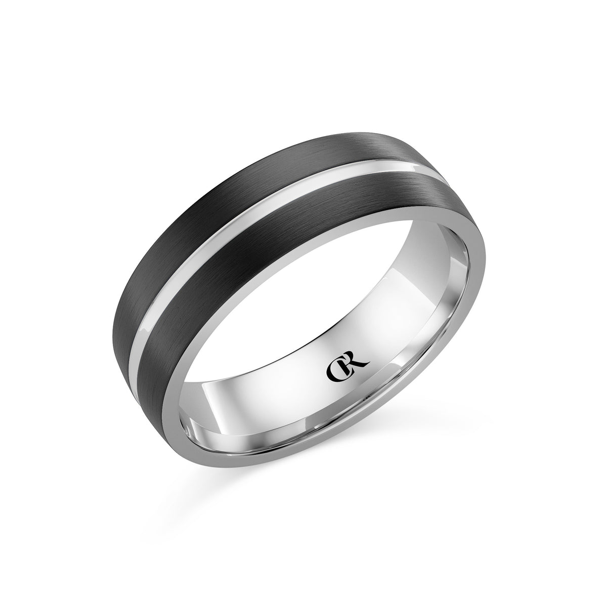 CR Collection Wedding Band CRSI-107 6.5mm Sandpaper in 18K White Gold