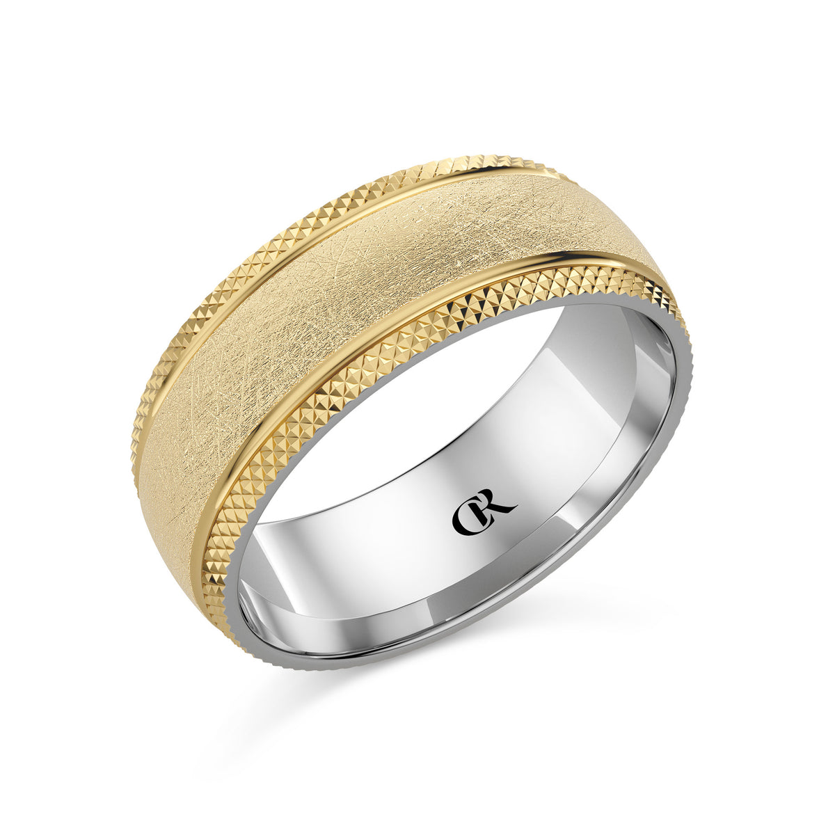 CR Collection Wedding Band CRSI-108 8mm Diamond Brush in 10K Yellow Gold