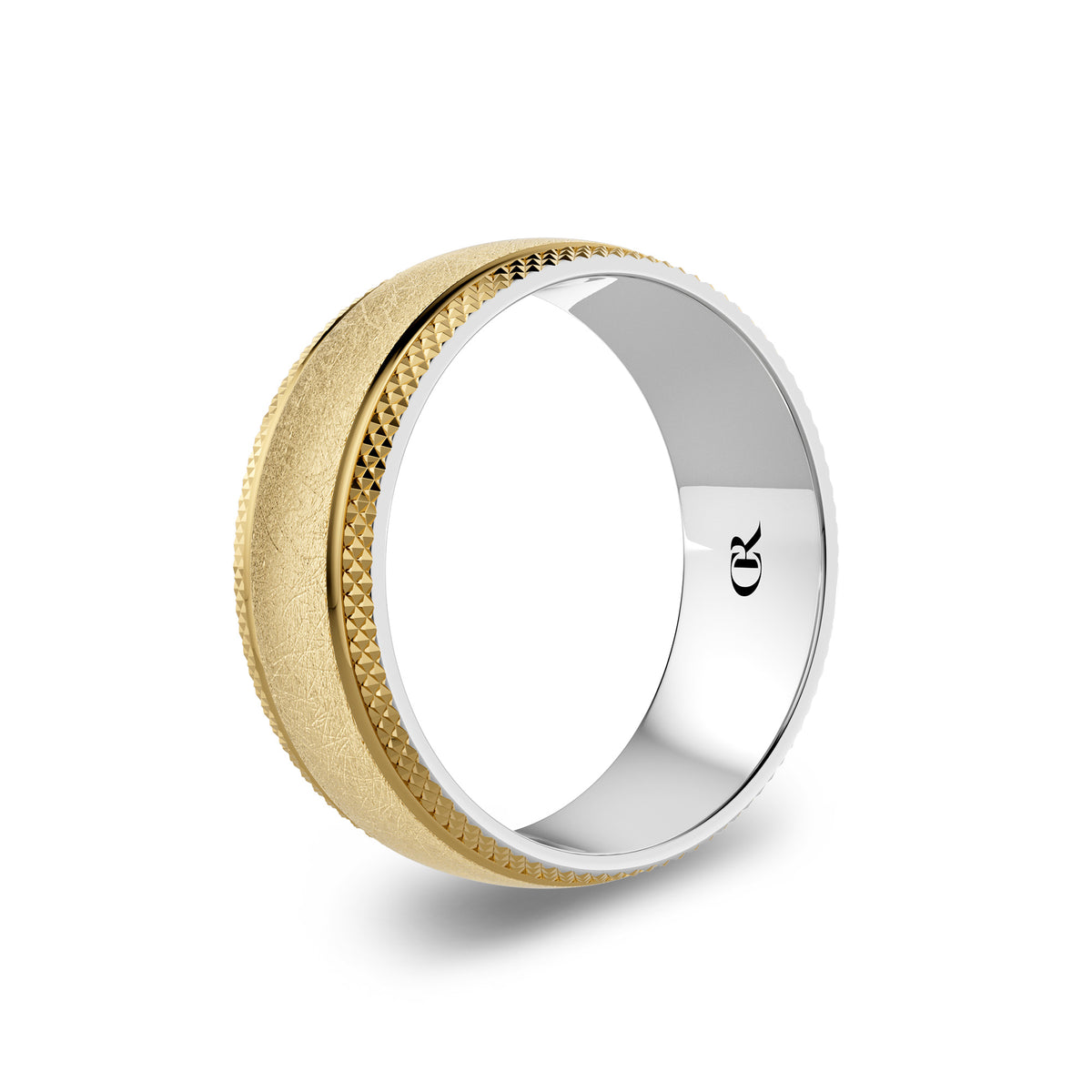 CR Collection Wedding Band CRSI-108 8mm Diamond Brush in 10K Yellow Gold