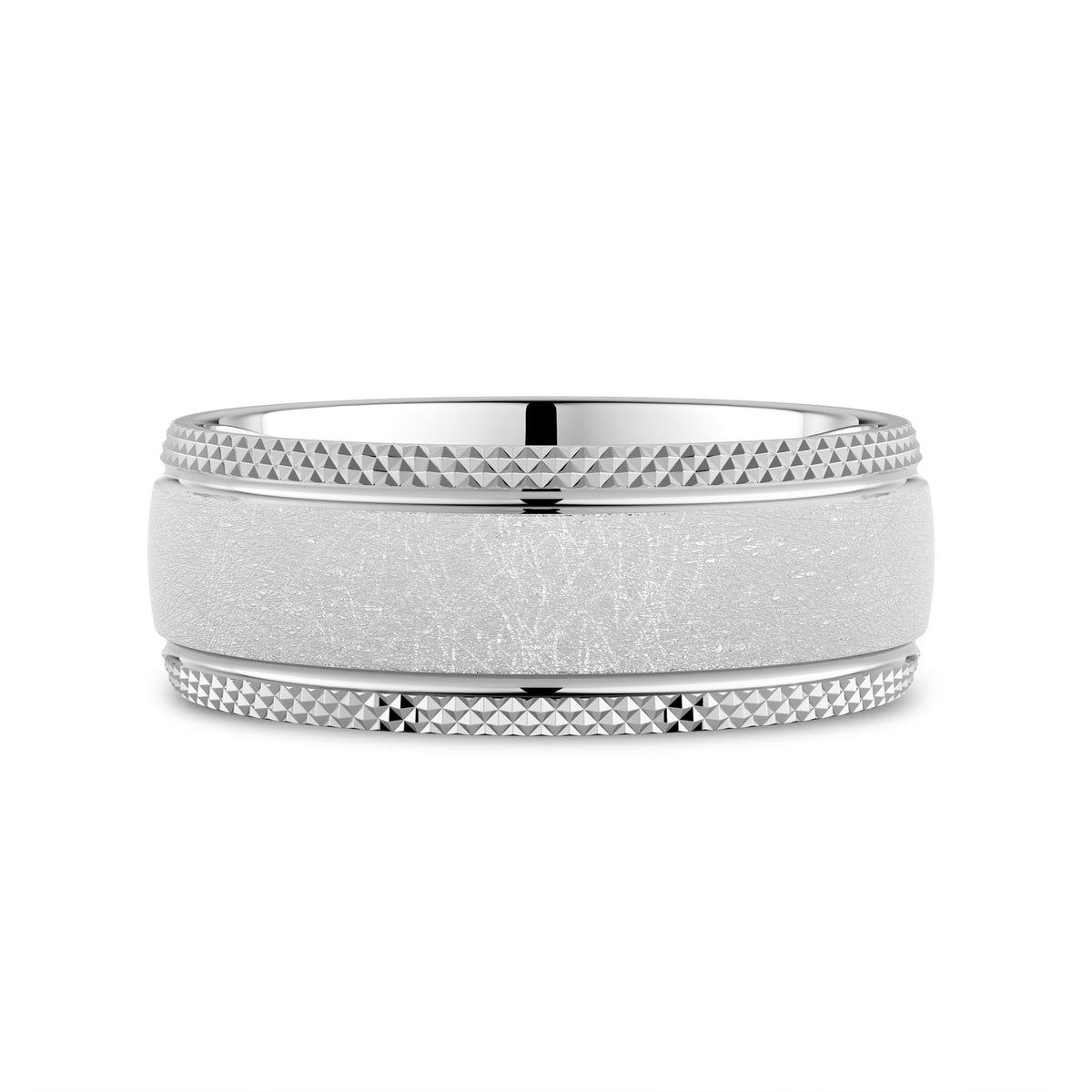 CR Collection Wedding Band CRSI-108 8mm Diamond Brush in 14K White Gold