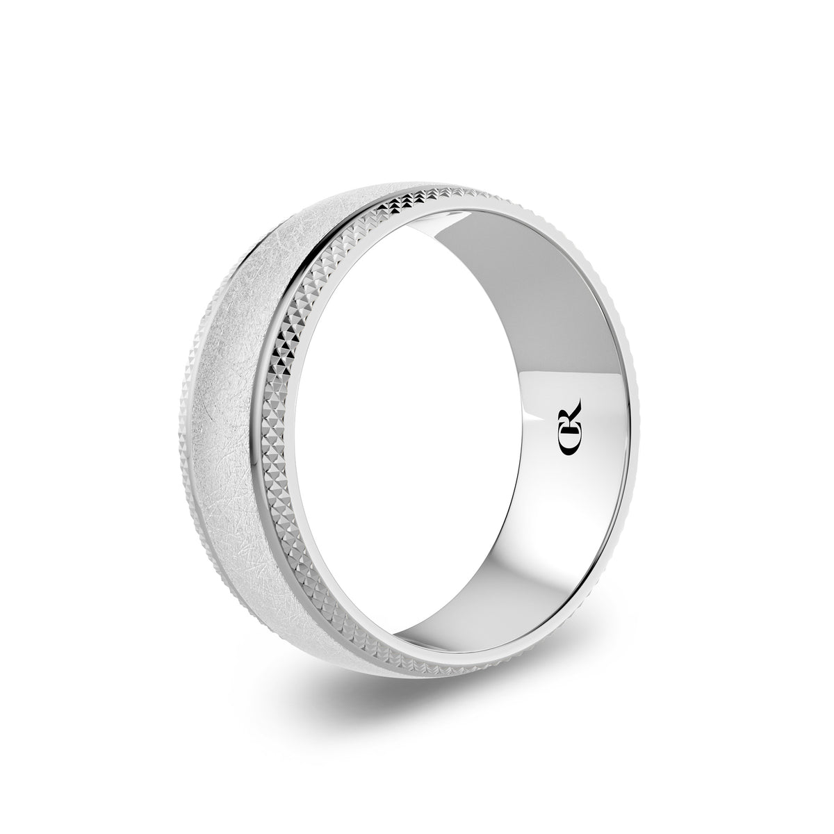 CR Collection Wedding Band CRSI-108 8mm Diamond Brush in Platinum