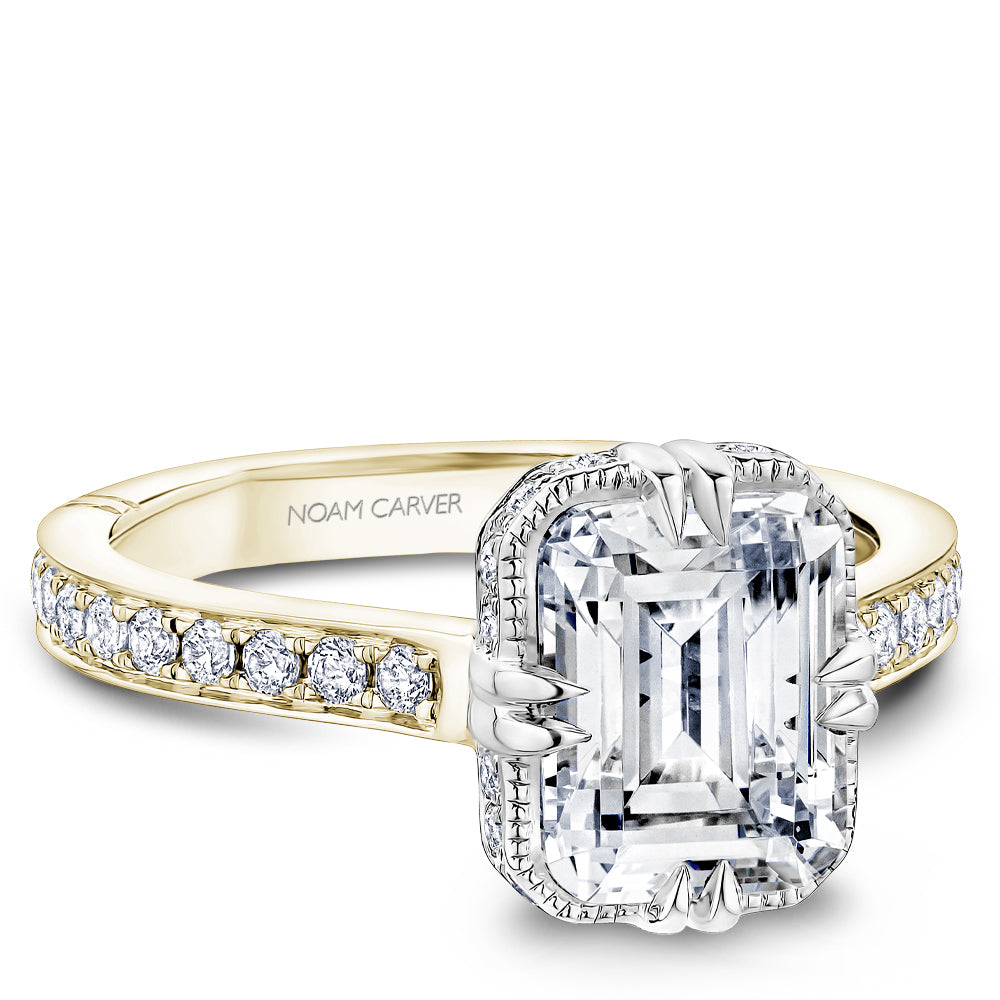 Noam Carver Engagement Ring NCAW-03 in 14K Yellow Shank with White Head