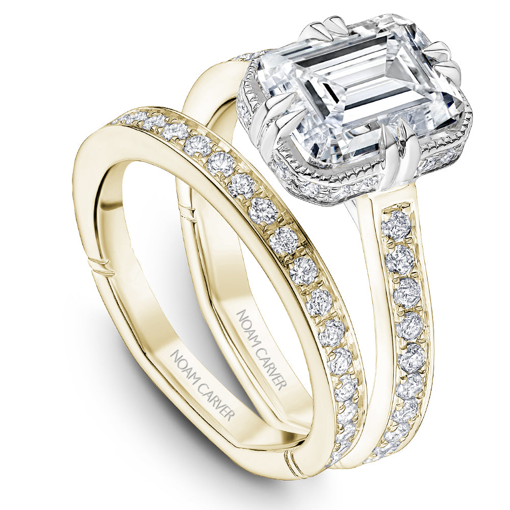 Noam Carver Engagement Ring NCAW-03 in 14K Yellow Shank with White Head