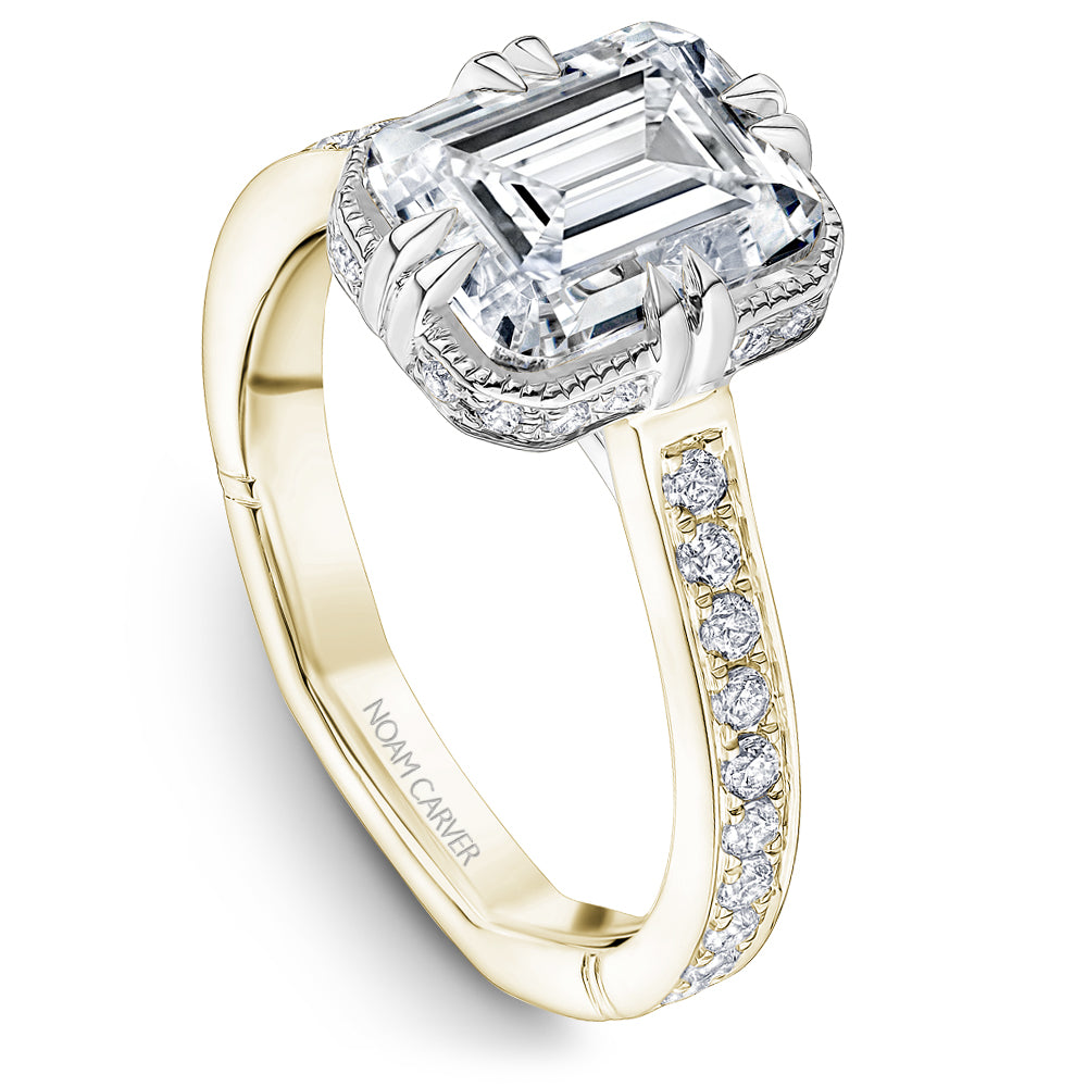 Noam Carver Engagement Ring NCAW-03 in 14K Yellow Shank with White Head