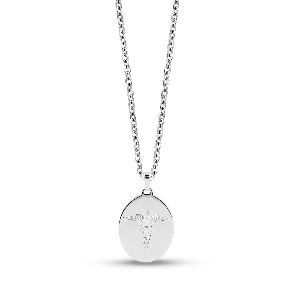 Oval Medical Pendant - Silver