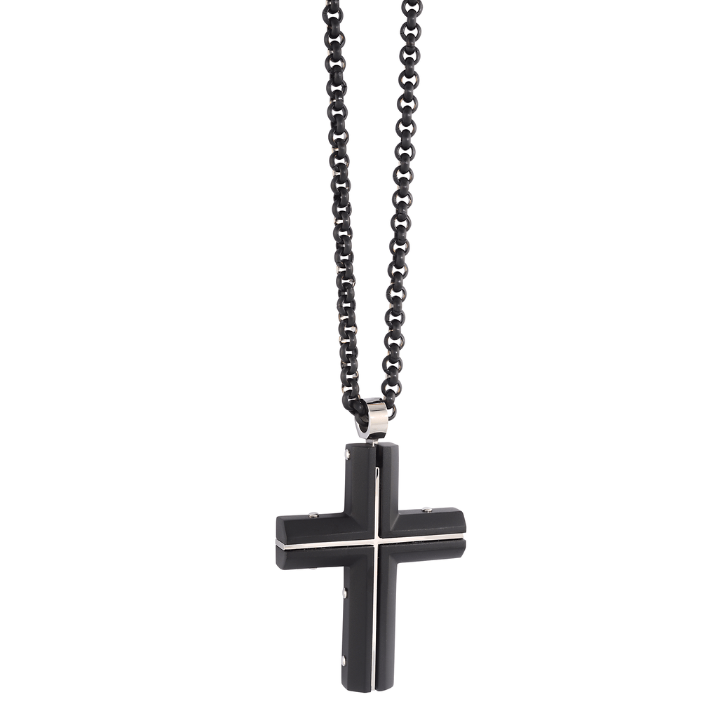 Inlayed Stripe Cross Pendant
