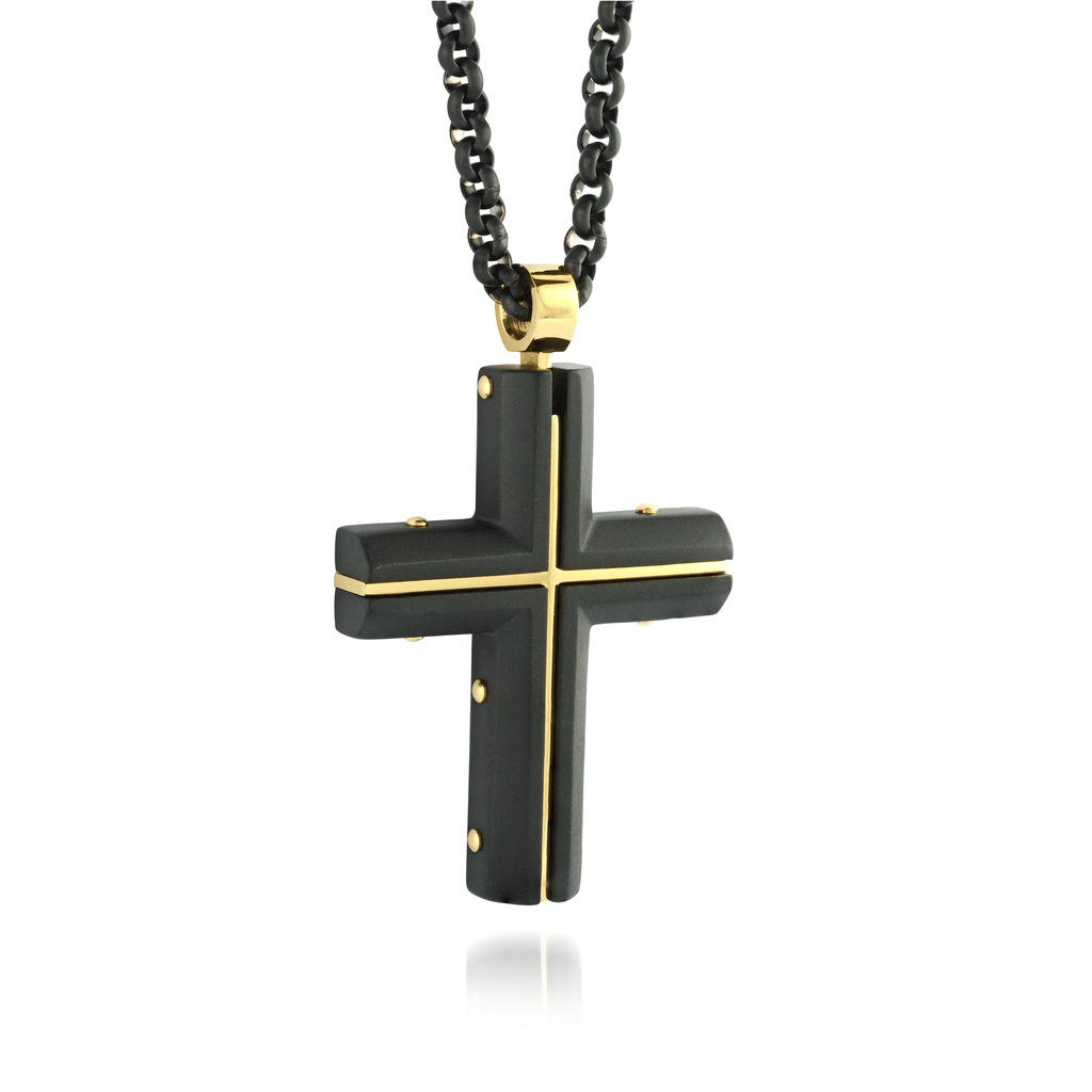 Inlayed Stripe Cross Pendant