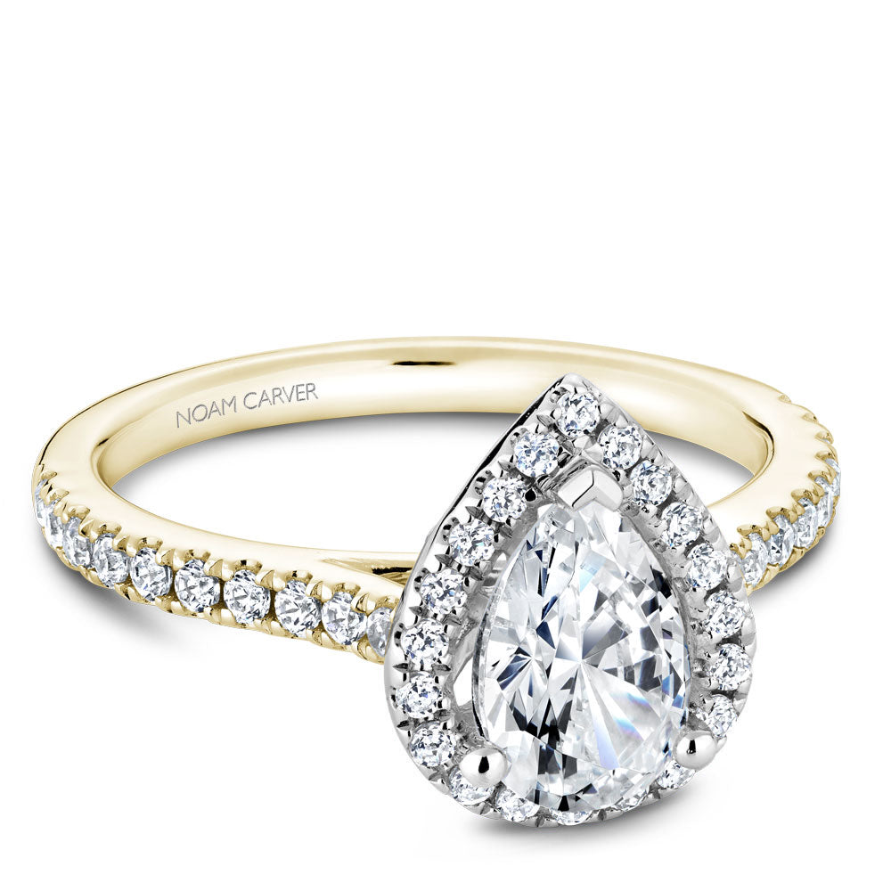 Noam Carver Engagement Ring R050-03 in 14K Yellow Shank with White Head