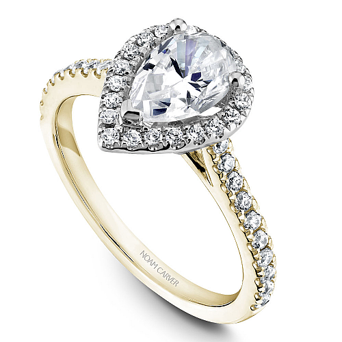 Noam Carver Engagement Ring R050-03 in 14K Yellow Shank with White Head