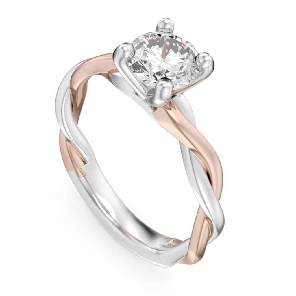 Noam Carver Engagement Ring R053-03 in 14K White with Rose Detail