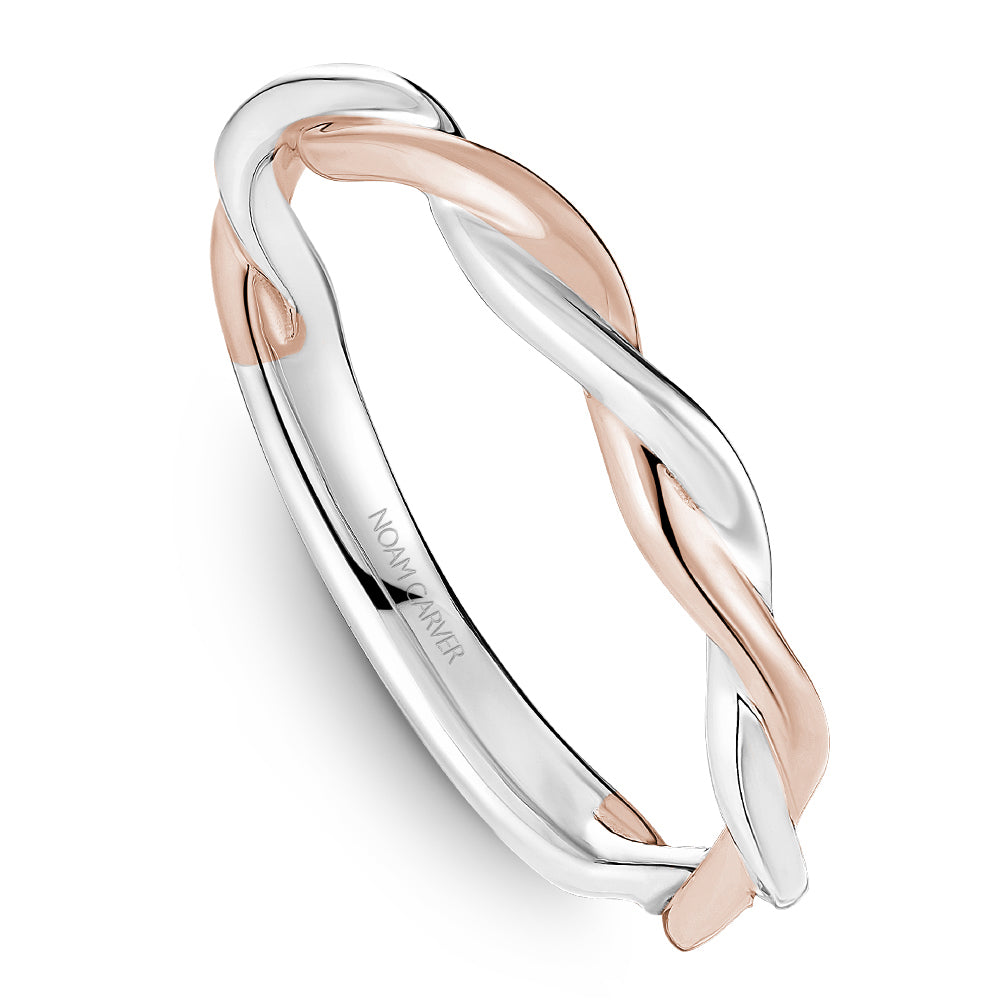 Noam Carver Matching Band R053-03 in 14K White with Rose Detail