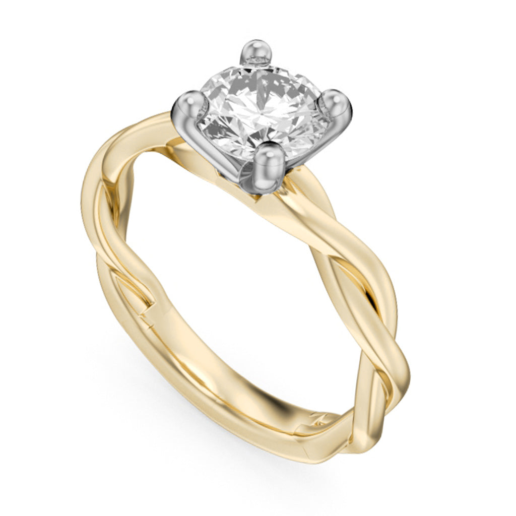 Noam Carver Engagement Ring R053-03 in 14K Yellow Shank with White Head