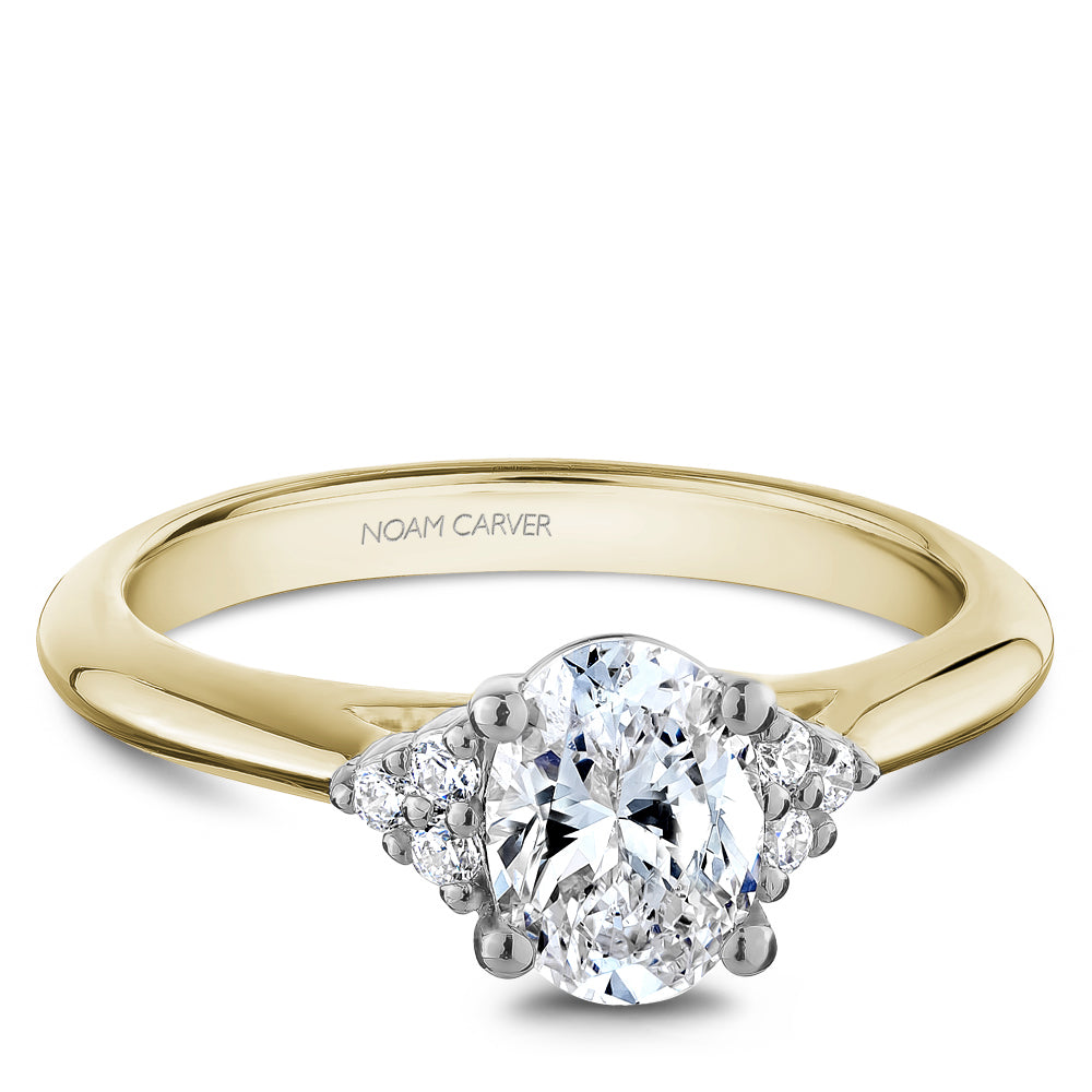 Noam Carver Engagement Ring R060-02 in 14K Yellow Shank with White Head