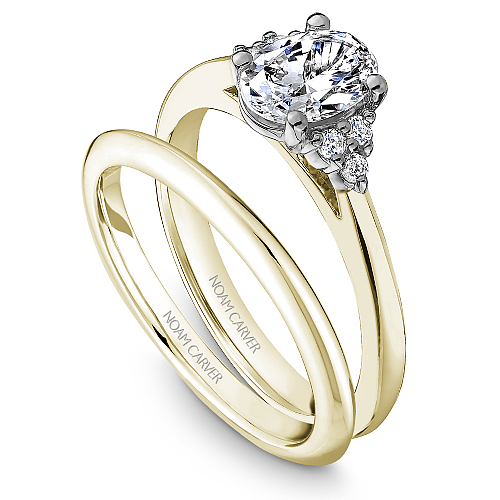 Noam Carver Engagement Ring R060-02 in 14K Yellow Shank with White Head