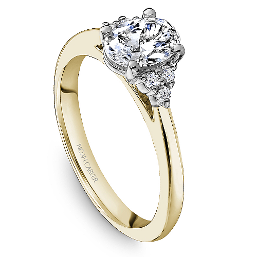 Noam Carver Engagement Ring R060-02 in 14K Yellow Shank with White Head