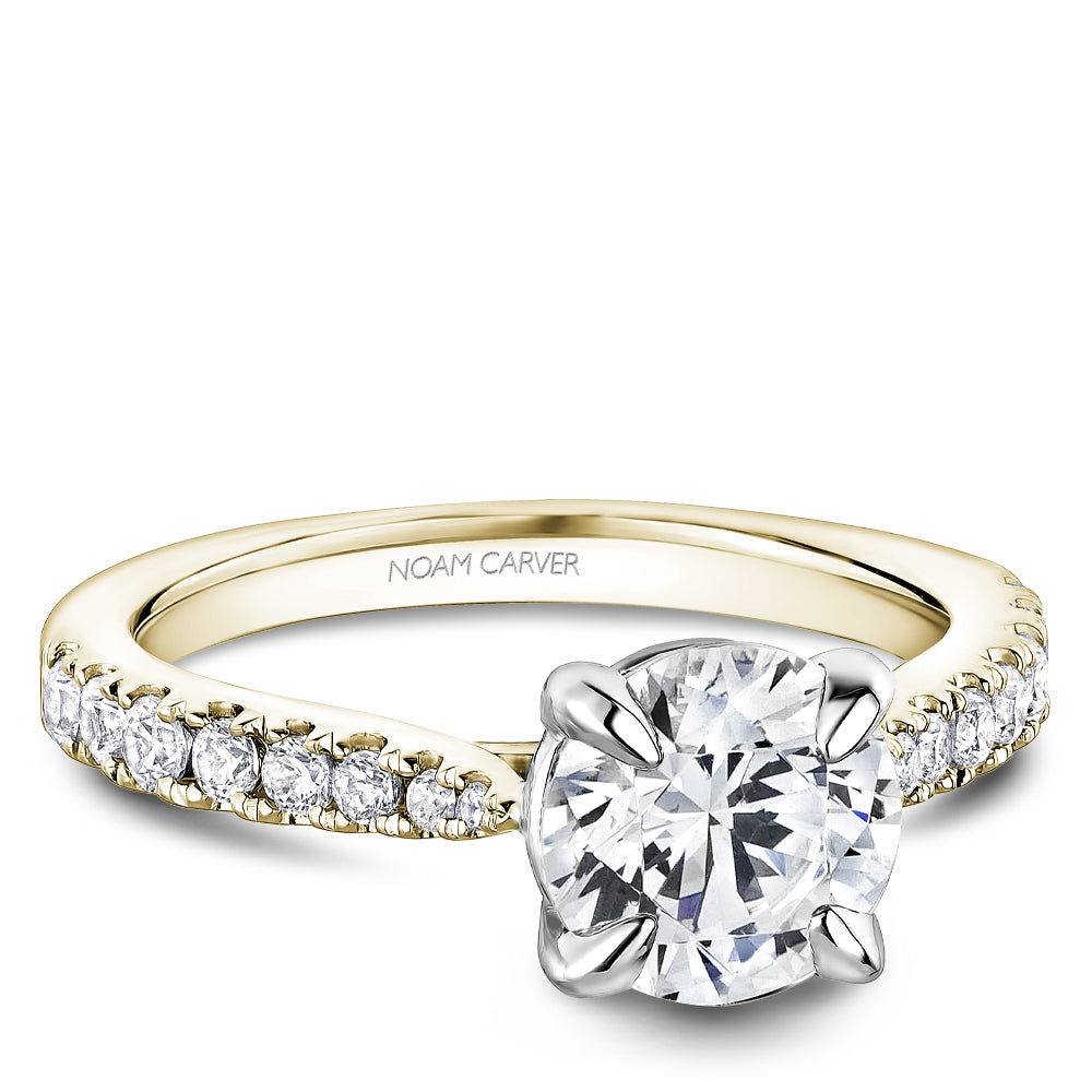 Noam Carver Engagement Ring R069-01 in 14K Yellow Shank with White Head