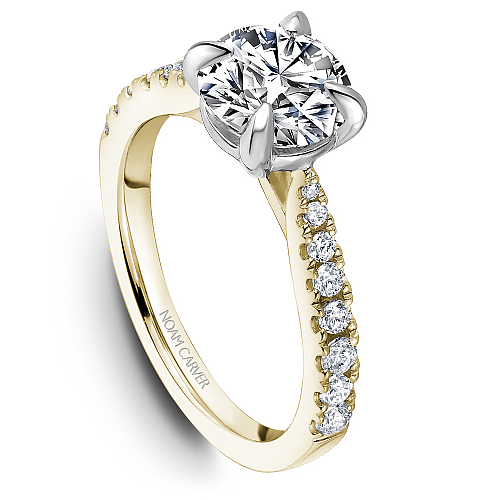 Noam Carver Engagement Ring R069-01 in 18K Yellow Shank with White Head