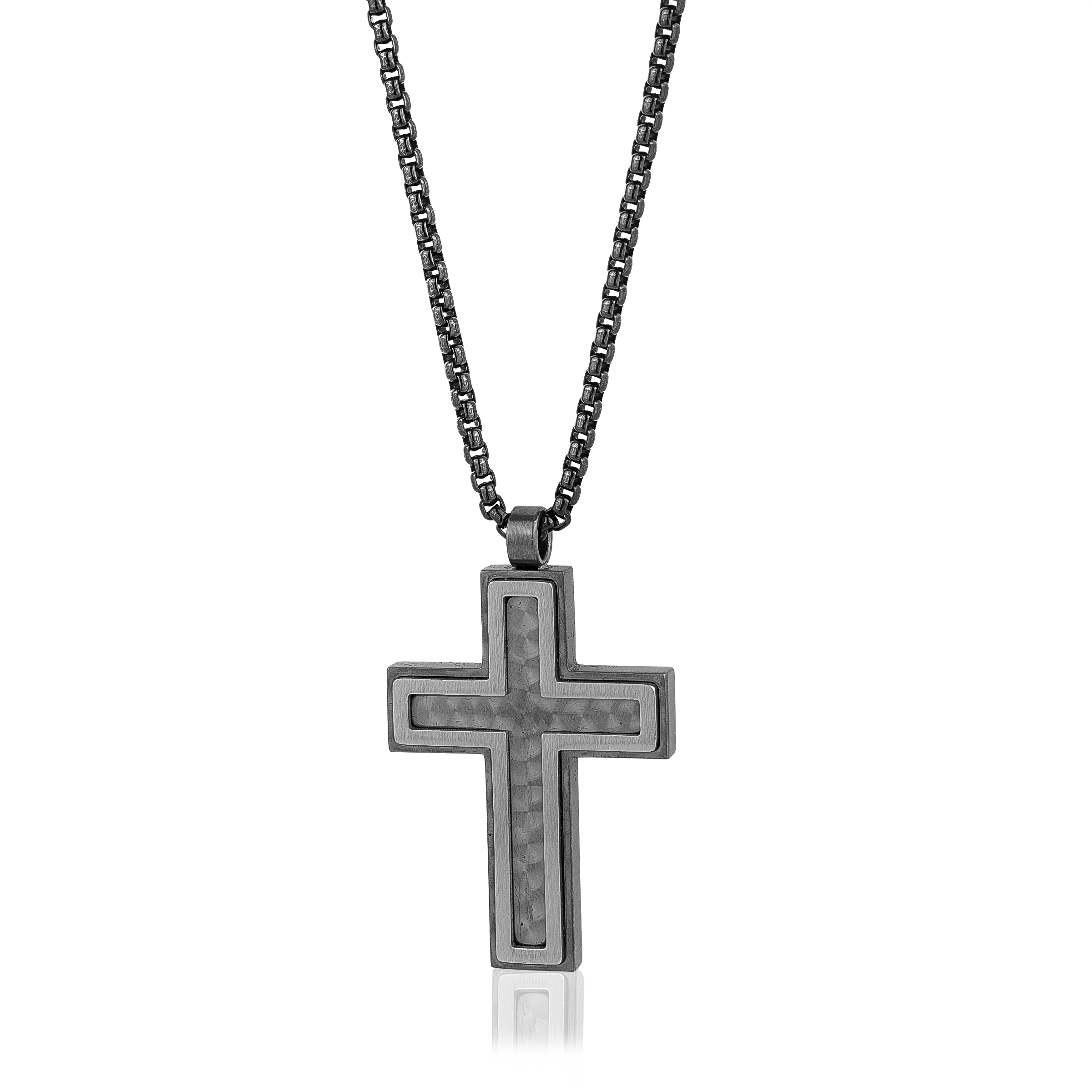 Raised Carbon Fibre Cross Pendant