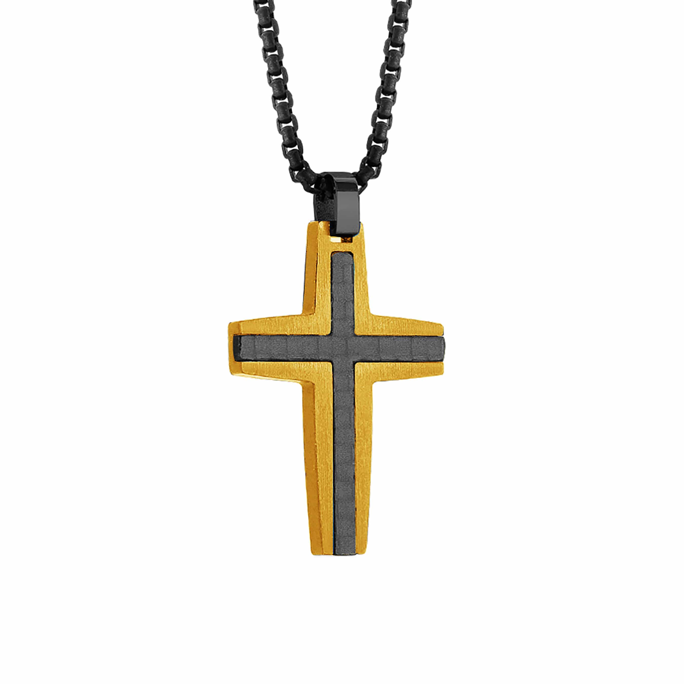 Modern Carbon Fibre Cross Pendant