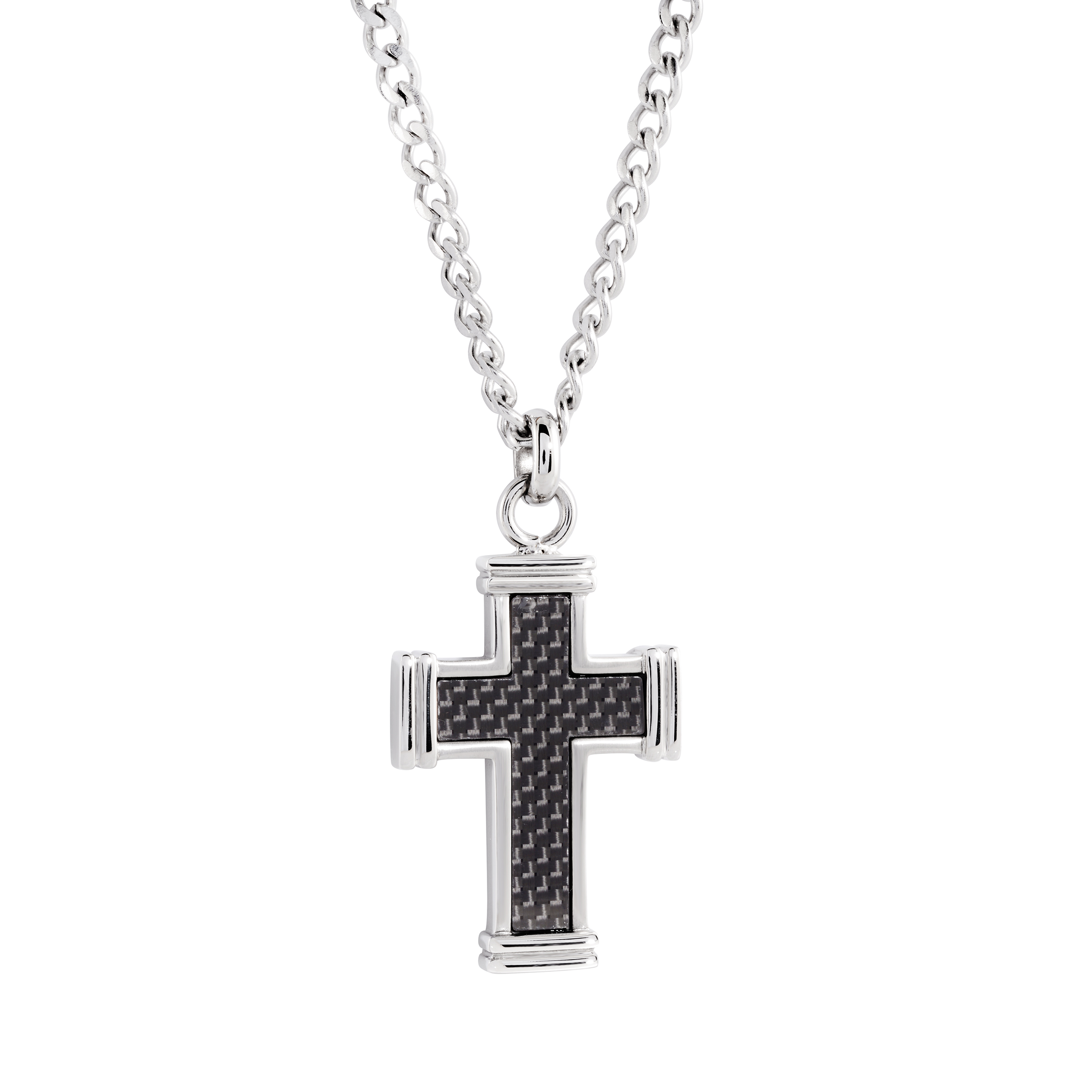 Carbon Fibre Inlay Cross Pendant
