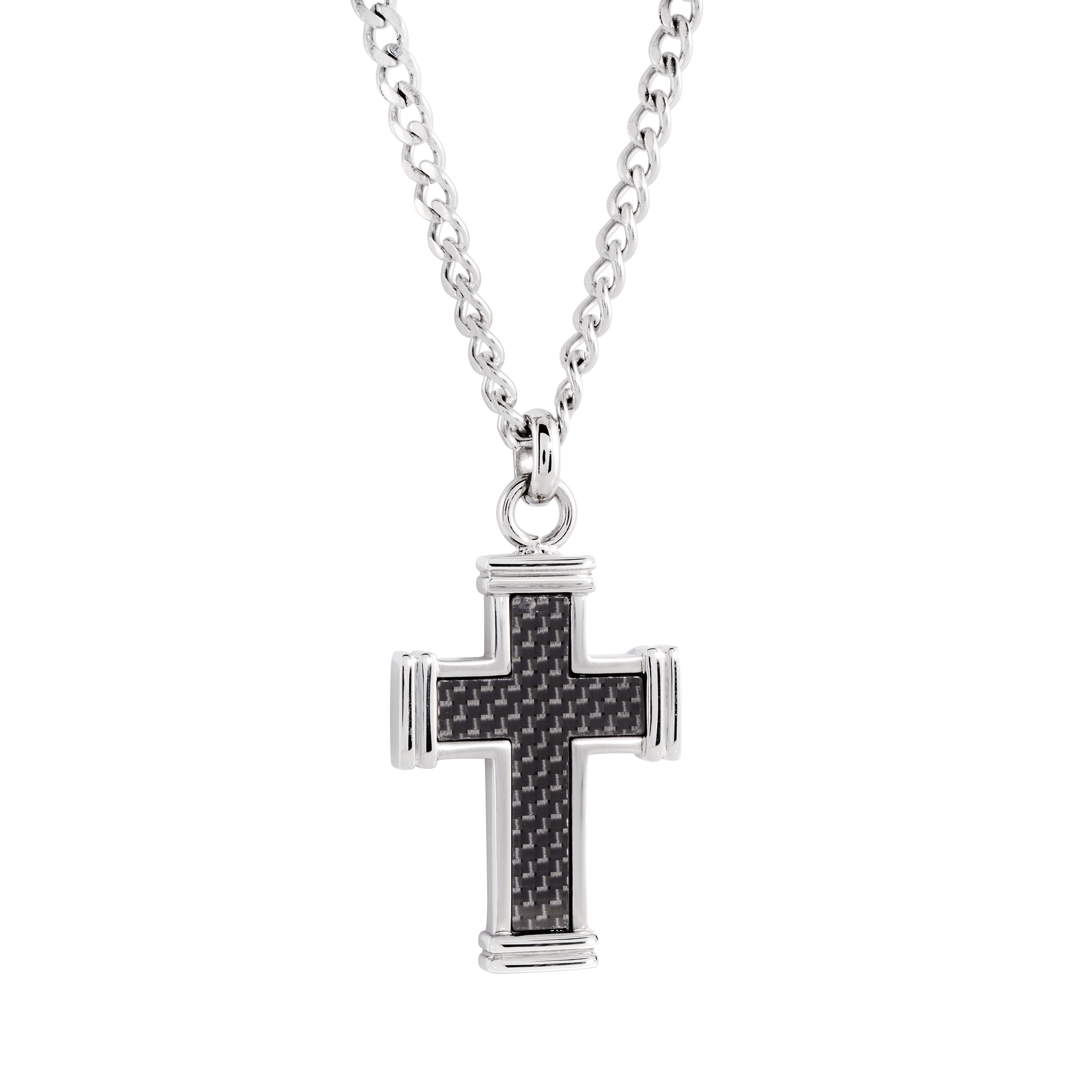 Carbon Fibre Inlay Cross Pendant