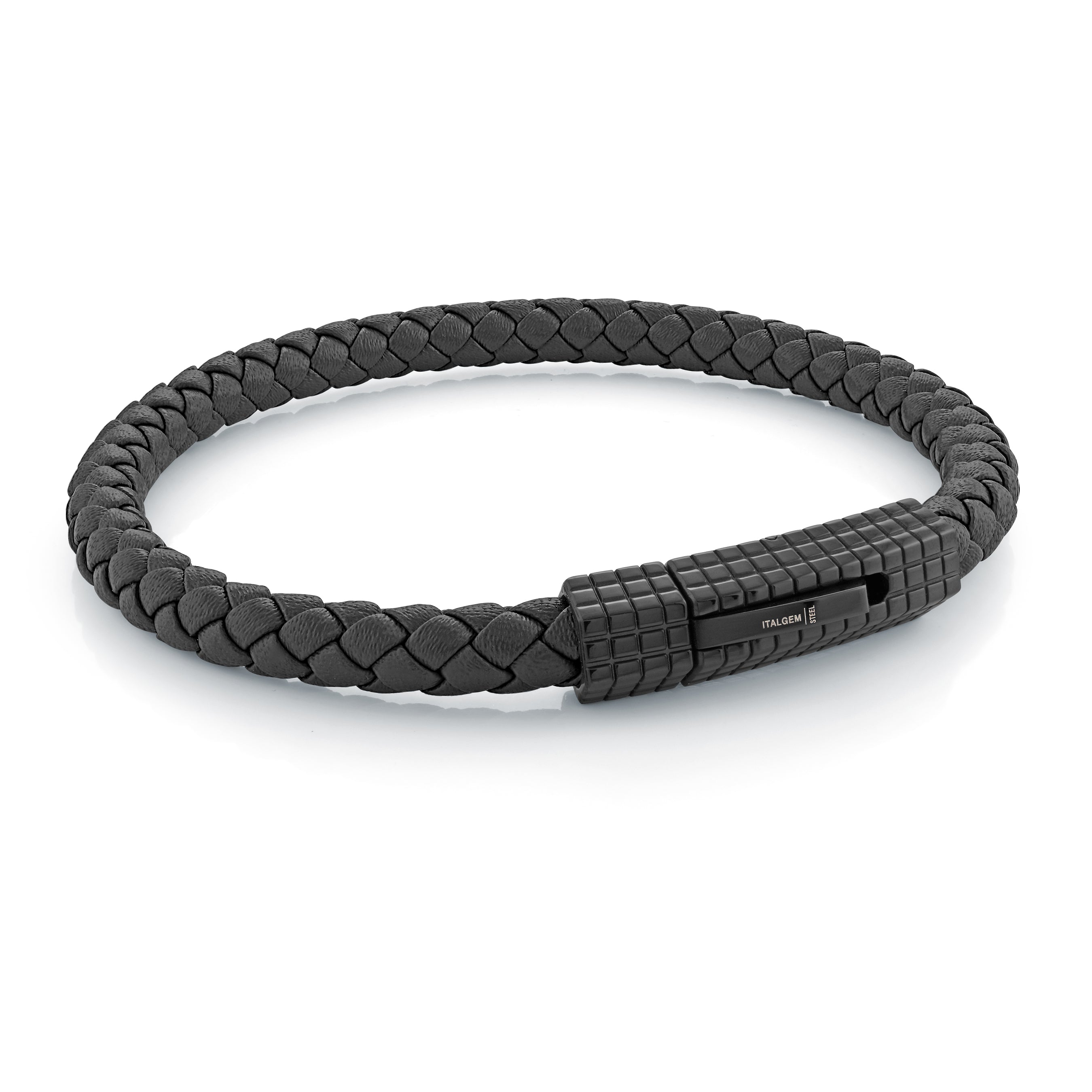Checkered Clasp Leather Bracelet 6mm