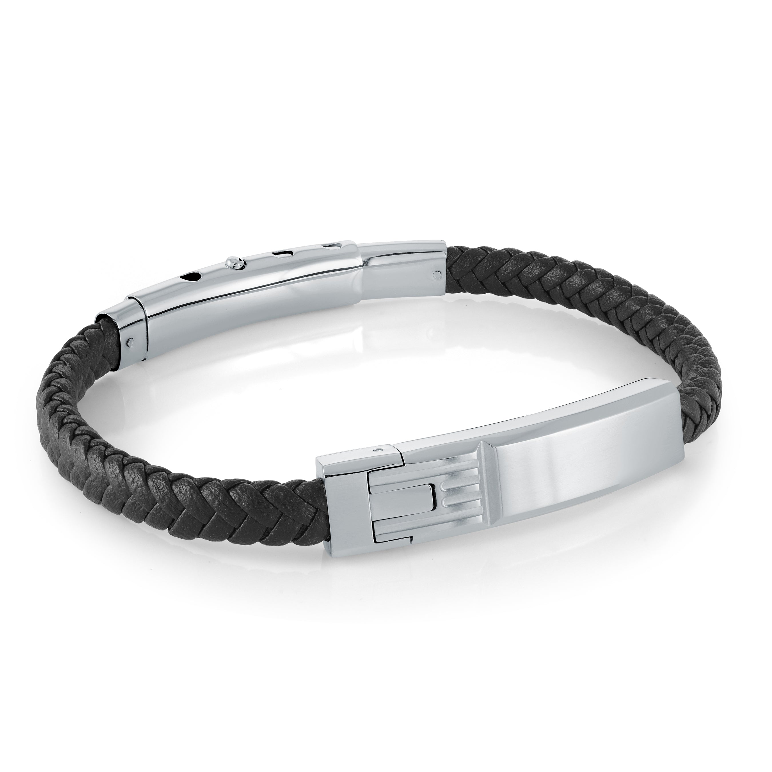 Steel & Leather Adjustable Bracelet