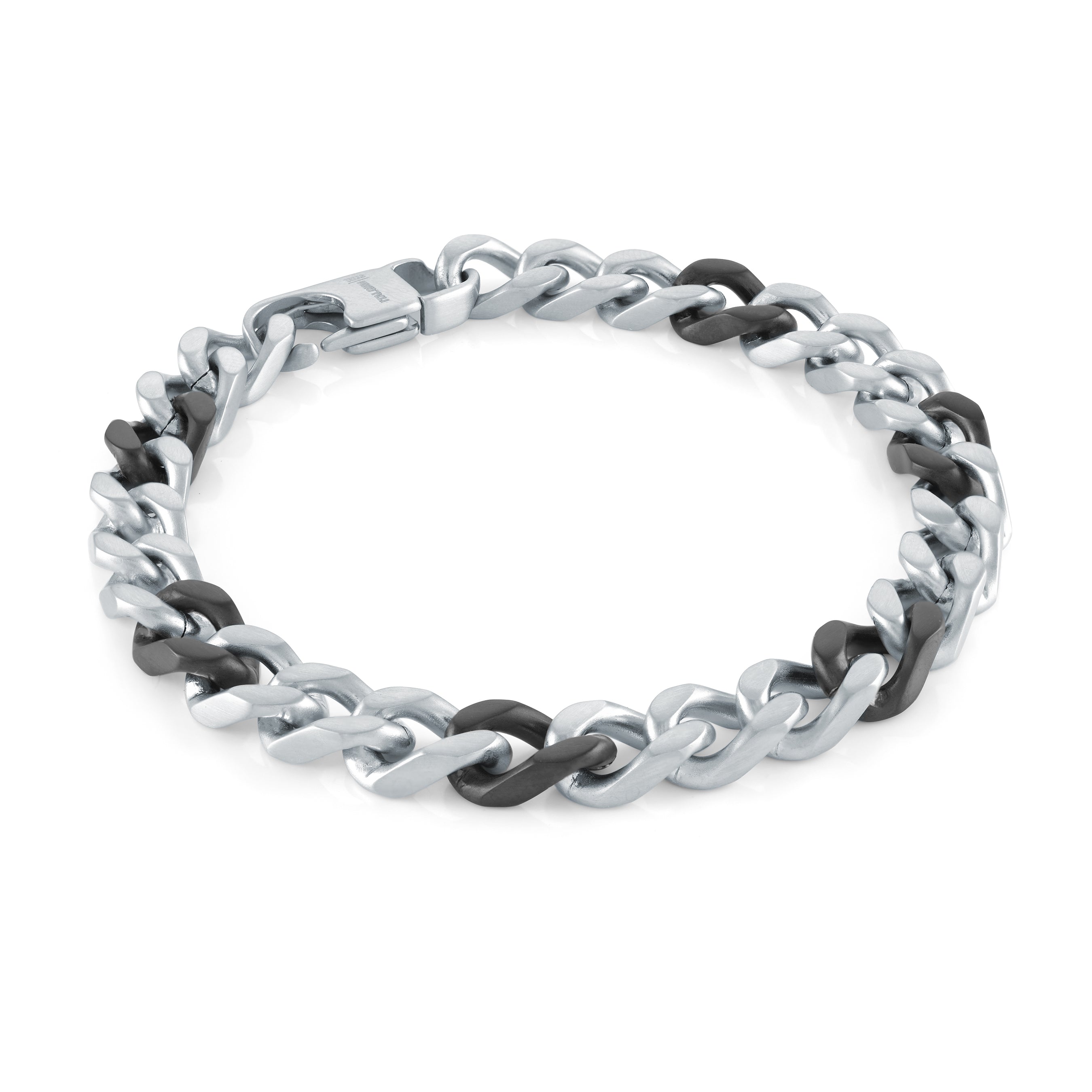 Two Tone Stainless Steel Curb Bracelet 8mm
