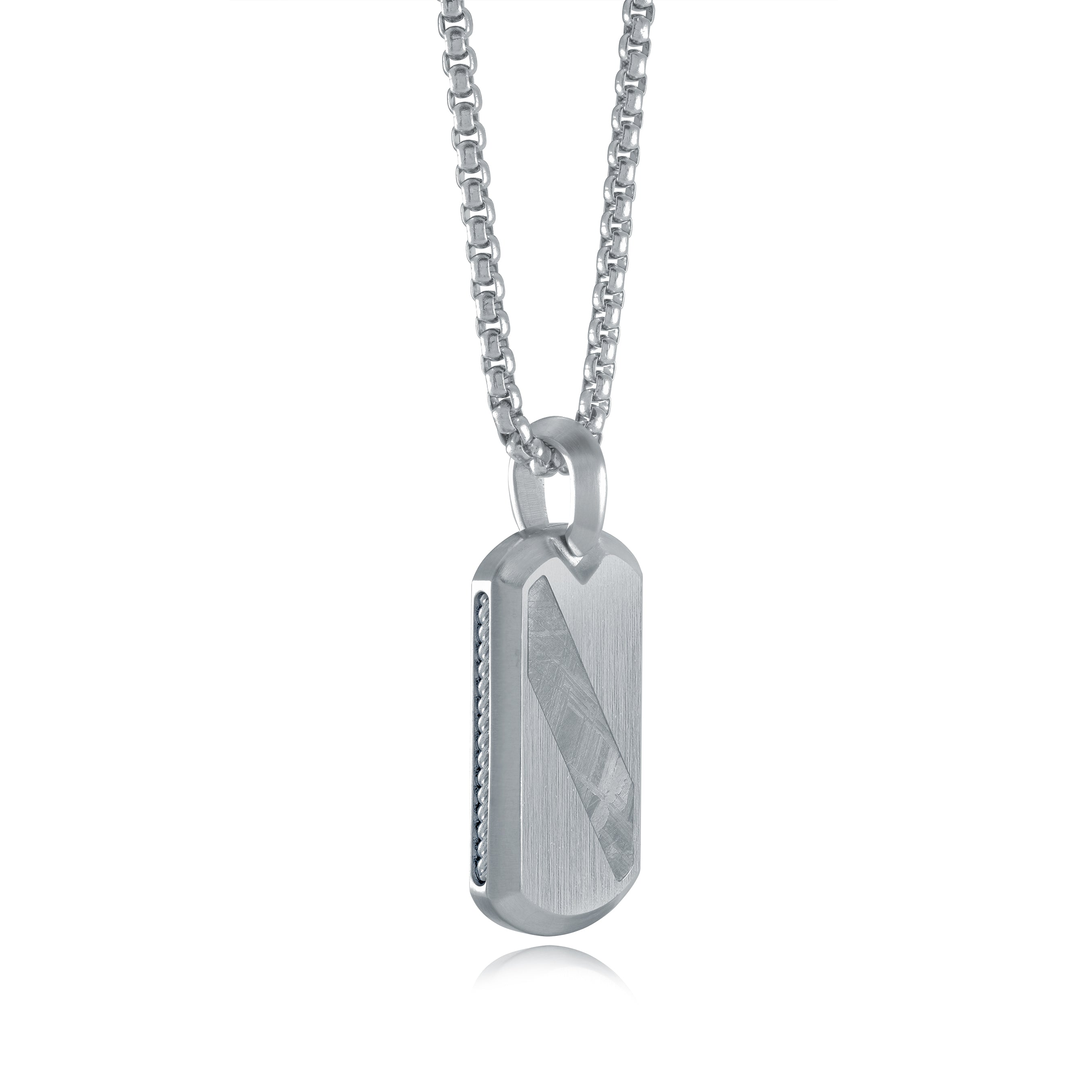 Stainless Steel Meteorite Inlay Dogtag