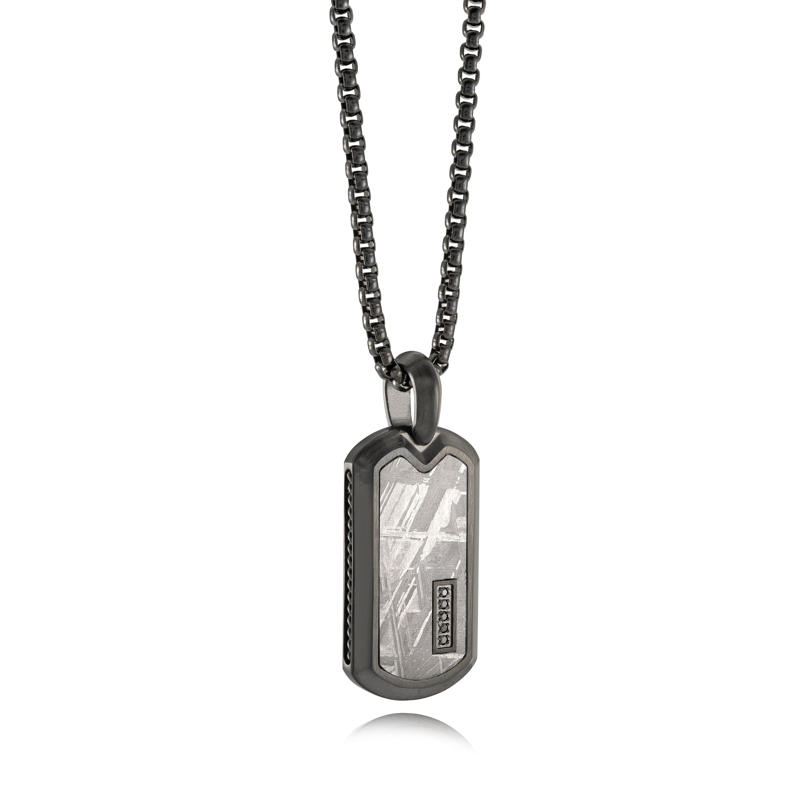 Stainless Steel Meteorite Inlay Dogtag