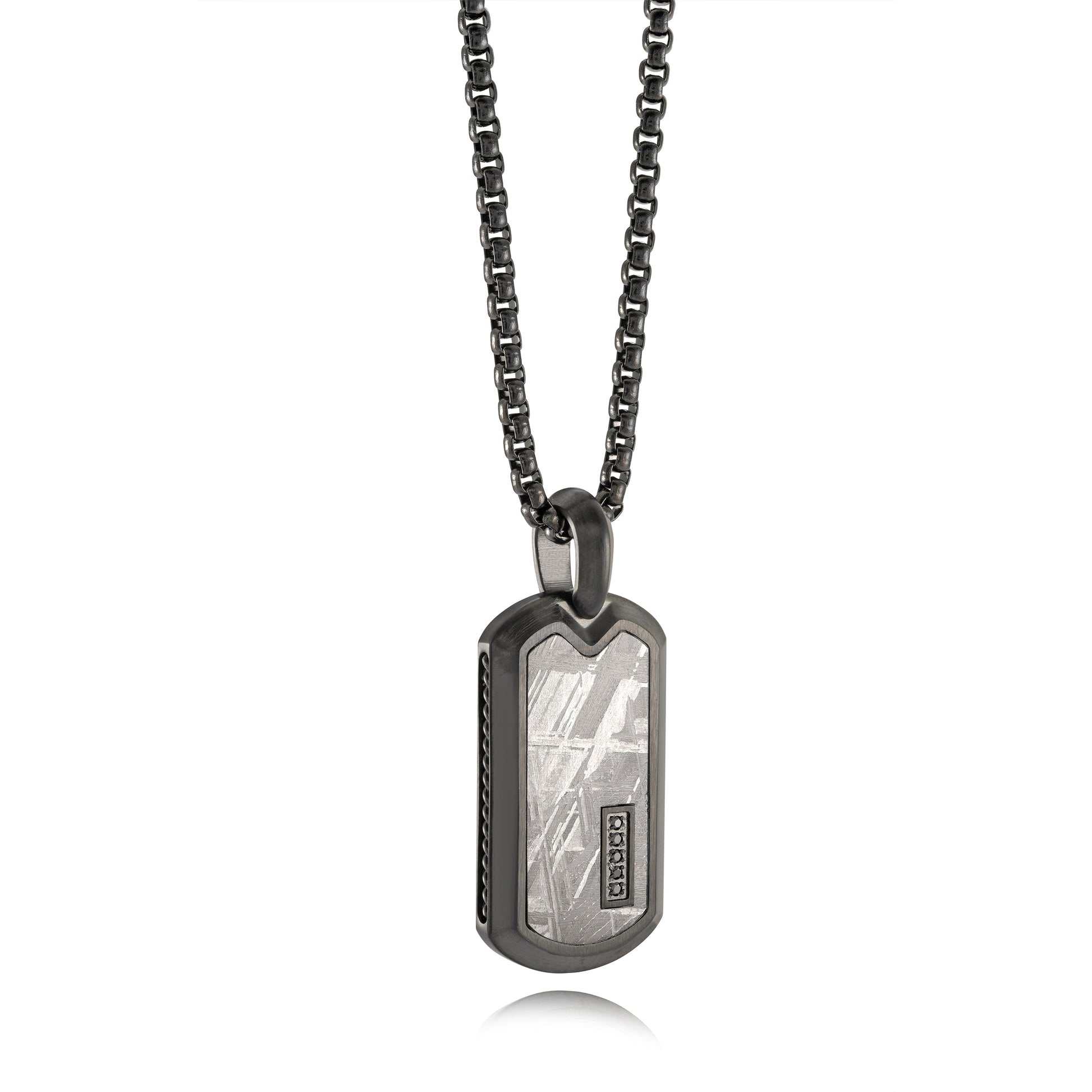 Stainless Steel Meteorite Inlay Dogtag