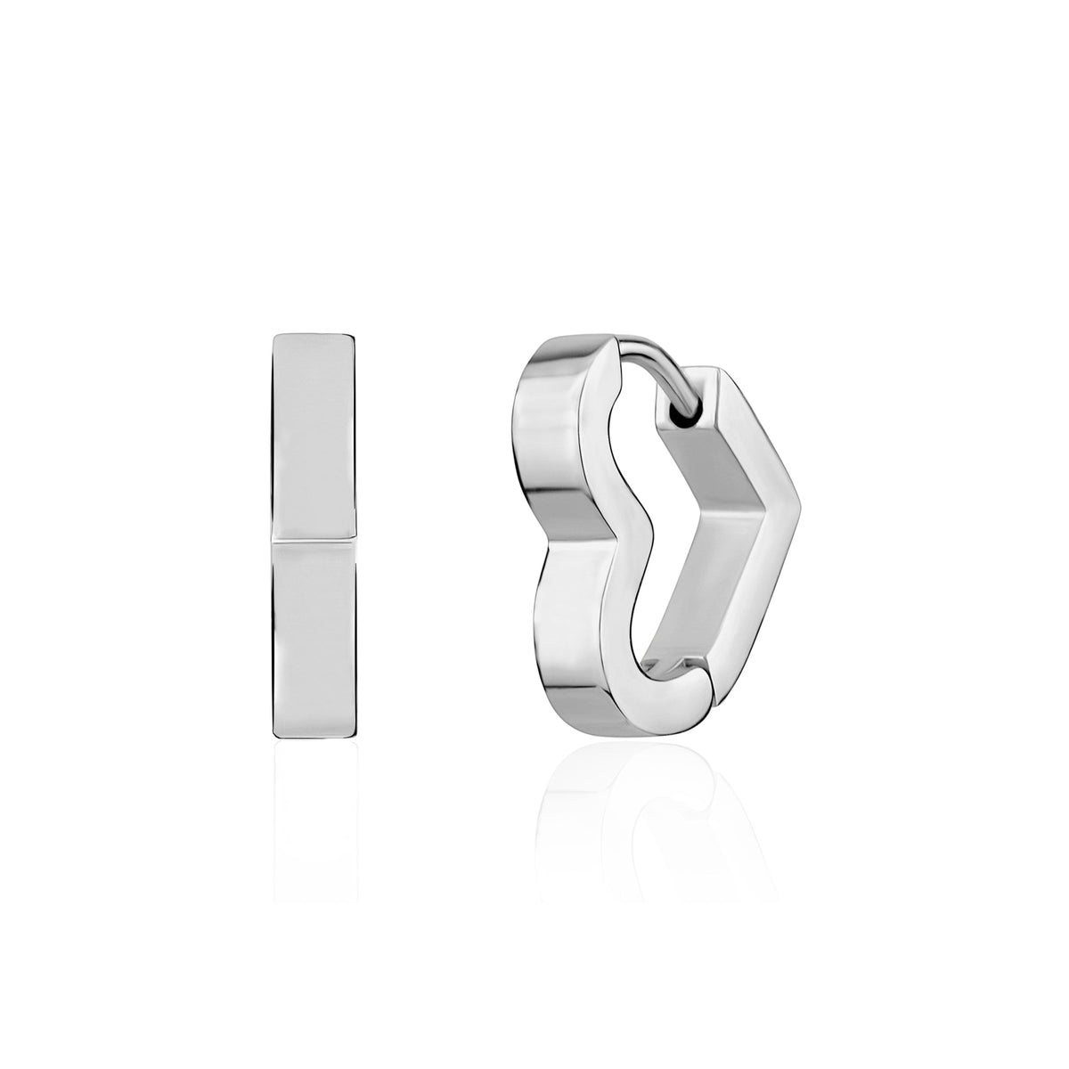 Heart Huggie Earrings - Silver