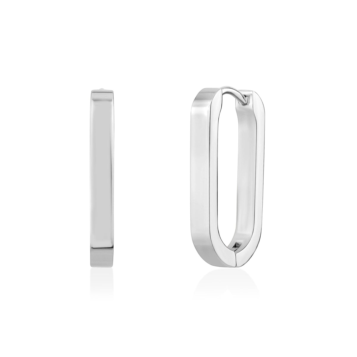 Oval Huggie Earrings (21Mm) - Silver