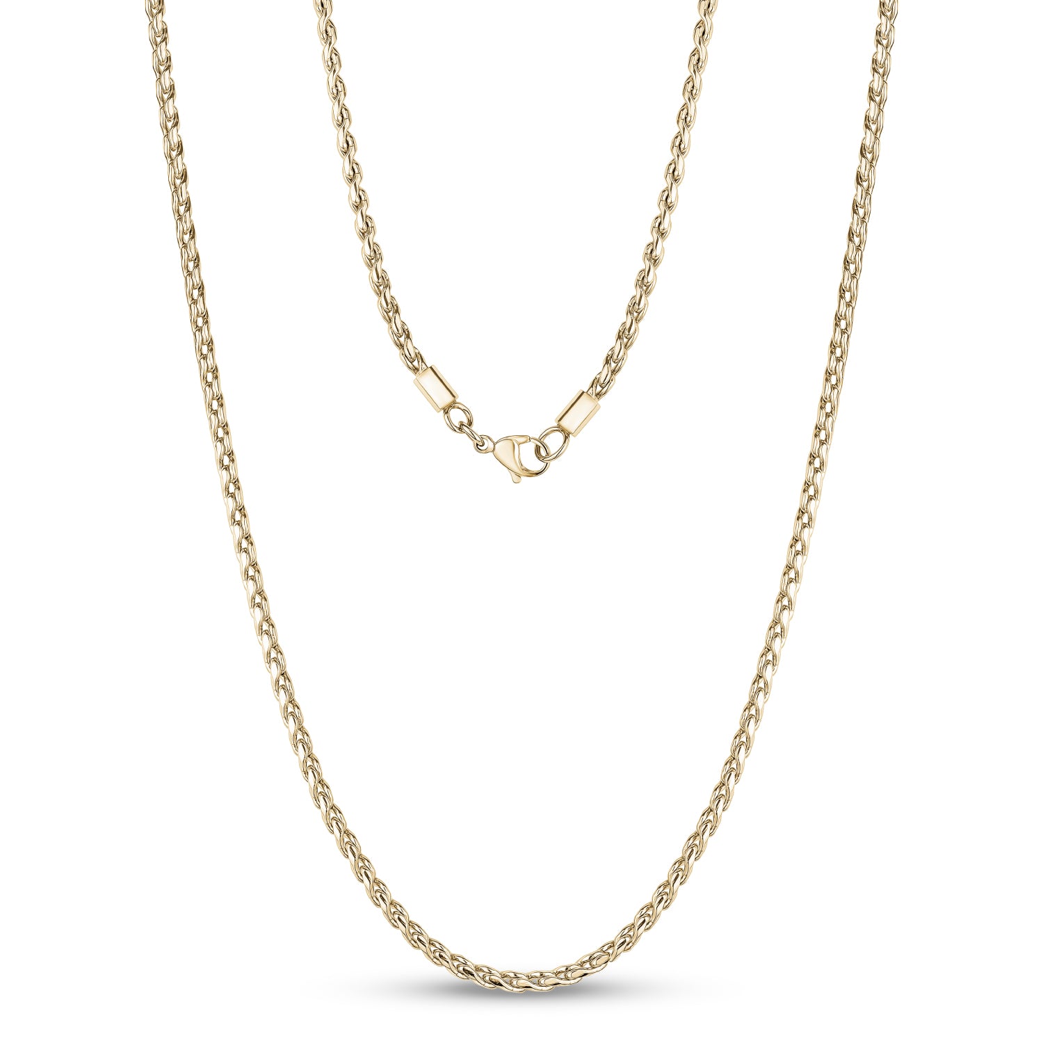 Long Narrow Curb Link Chain (2Mm) - Gold