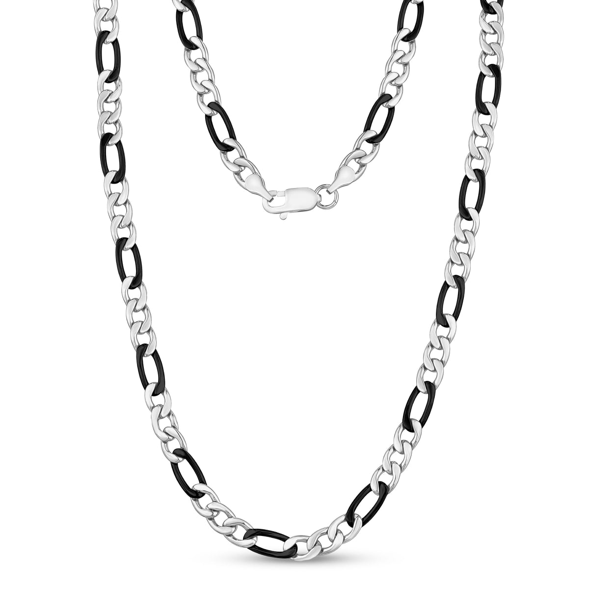 Figaro Link Chain (7Mm) - Silver & Black