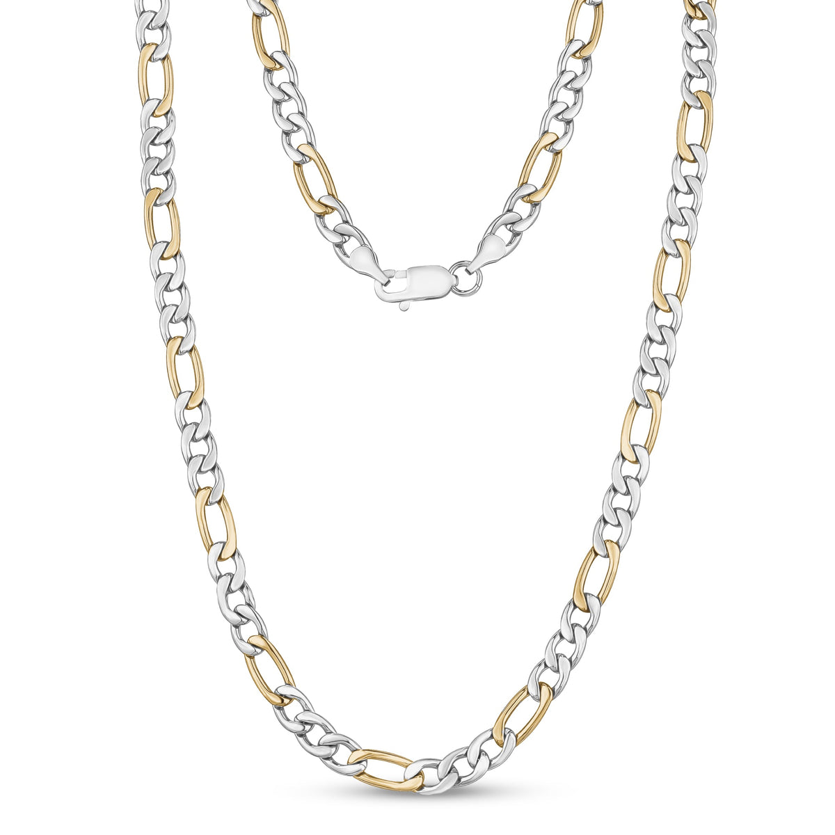 Figaro Link Chain (7Mm) - Silver & Gold