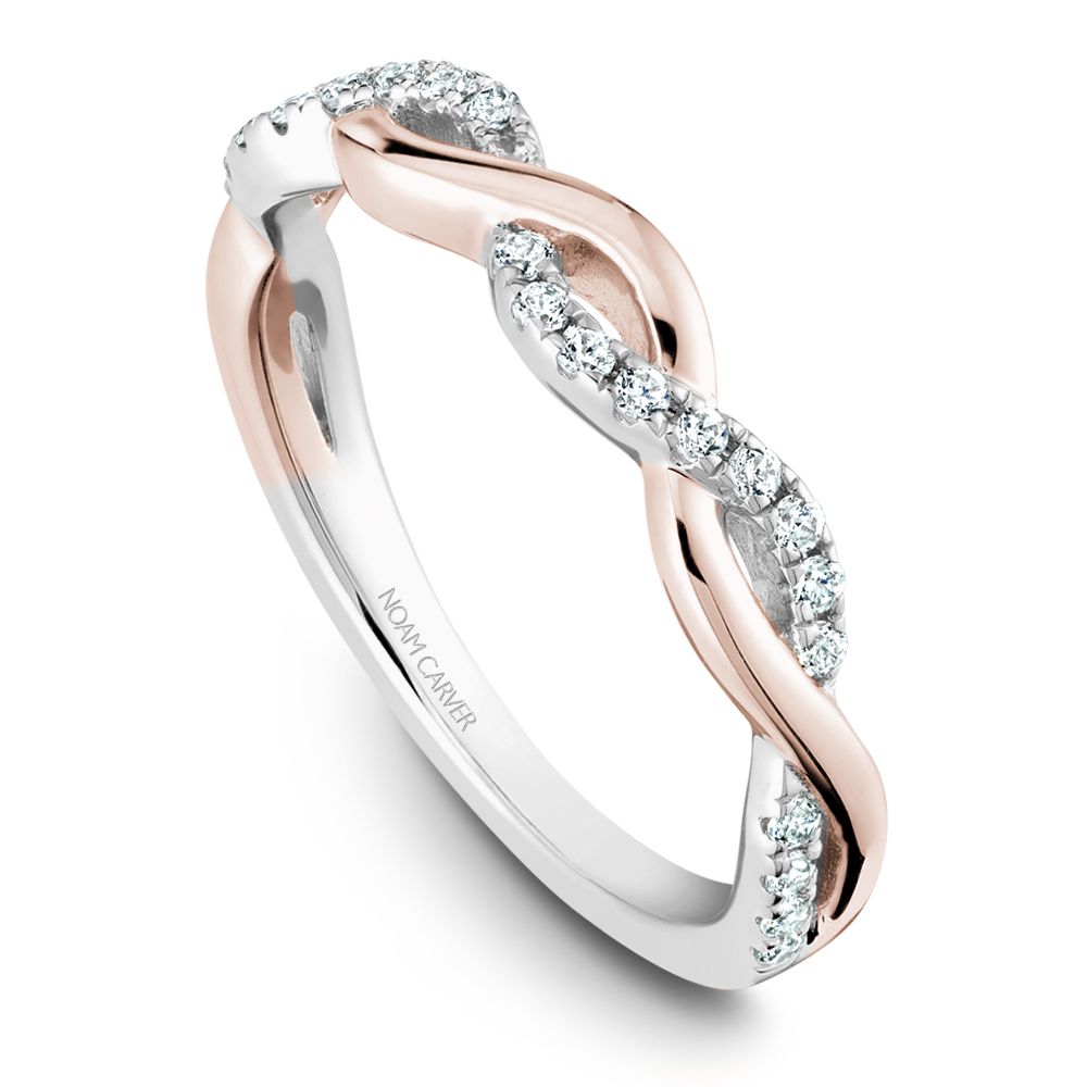 Noam Carver Stackable STB21-2 in 14K White with Rose Detail