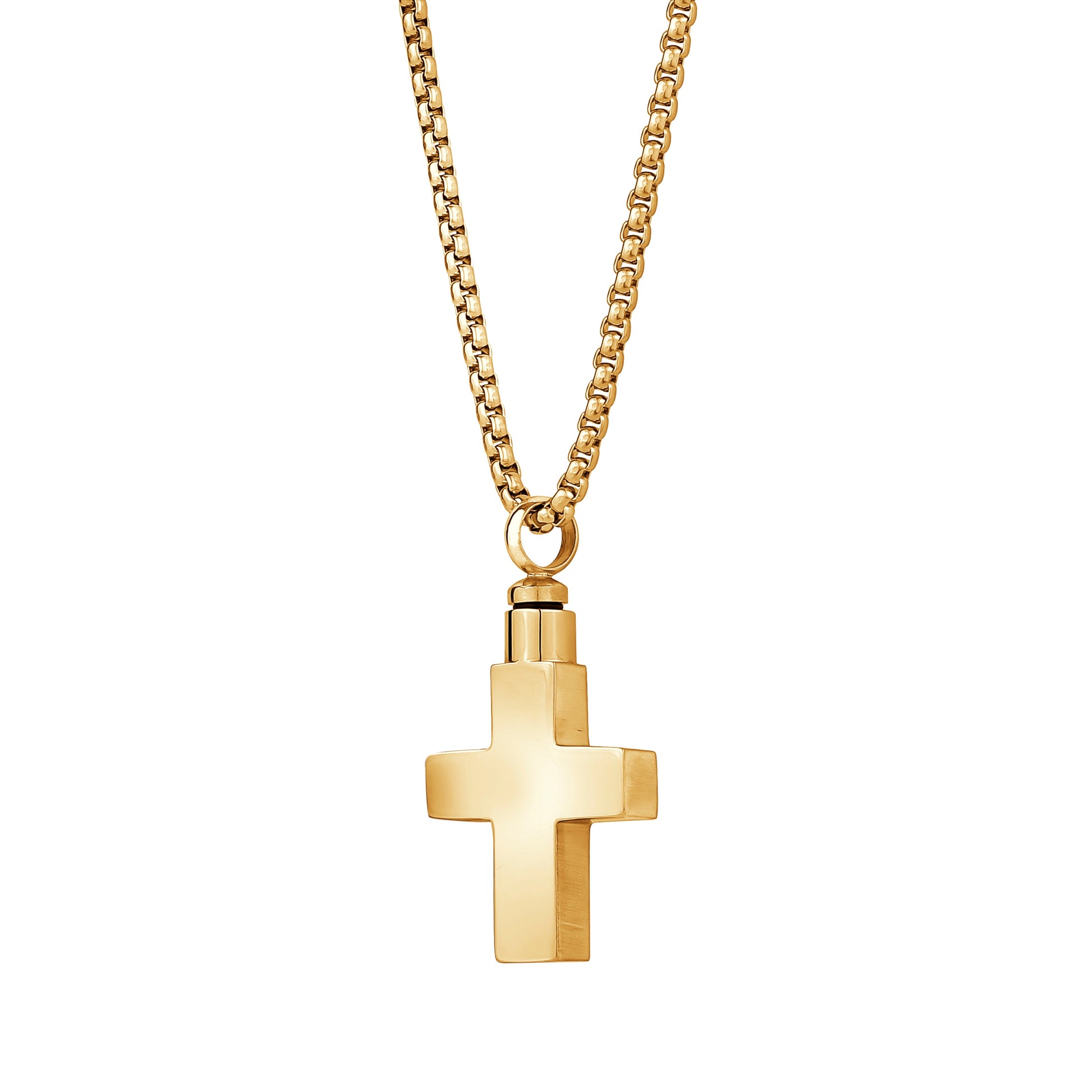 Polished Brushed Cross Urn Pendant
