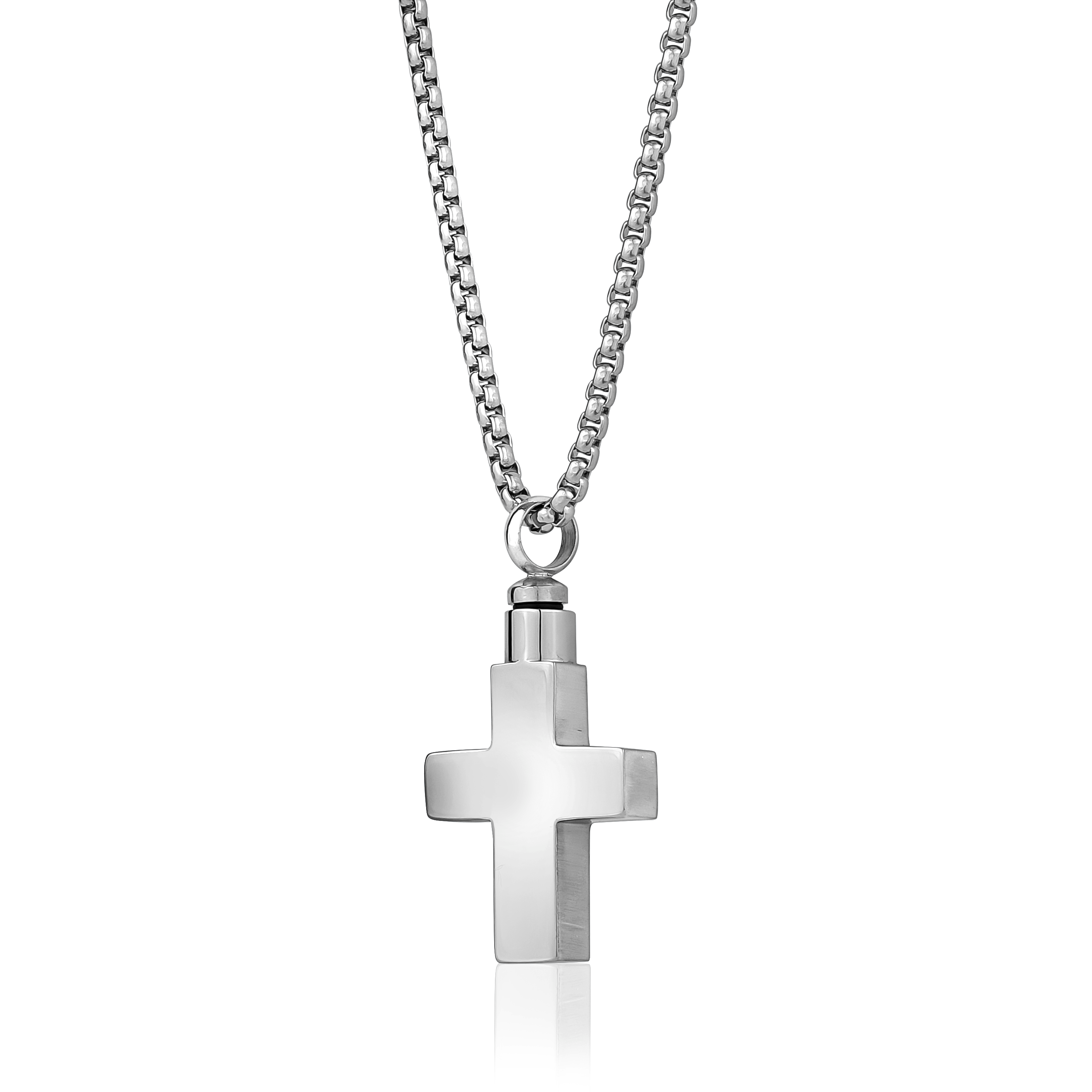 Polished Brushed Cross Urn Pendant