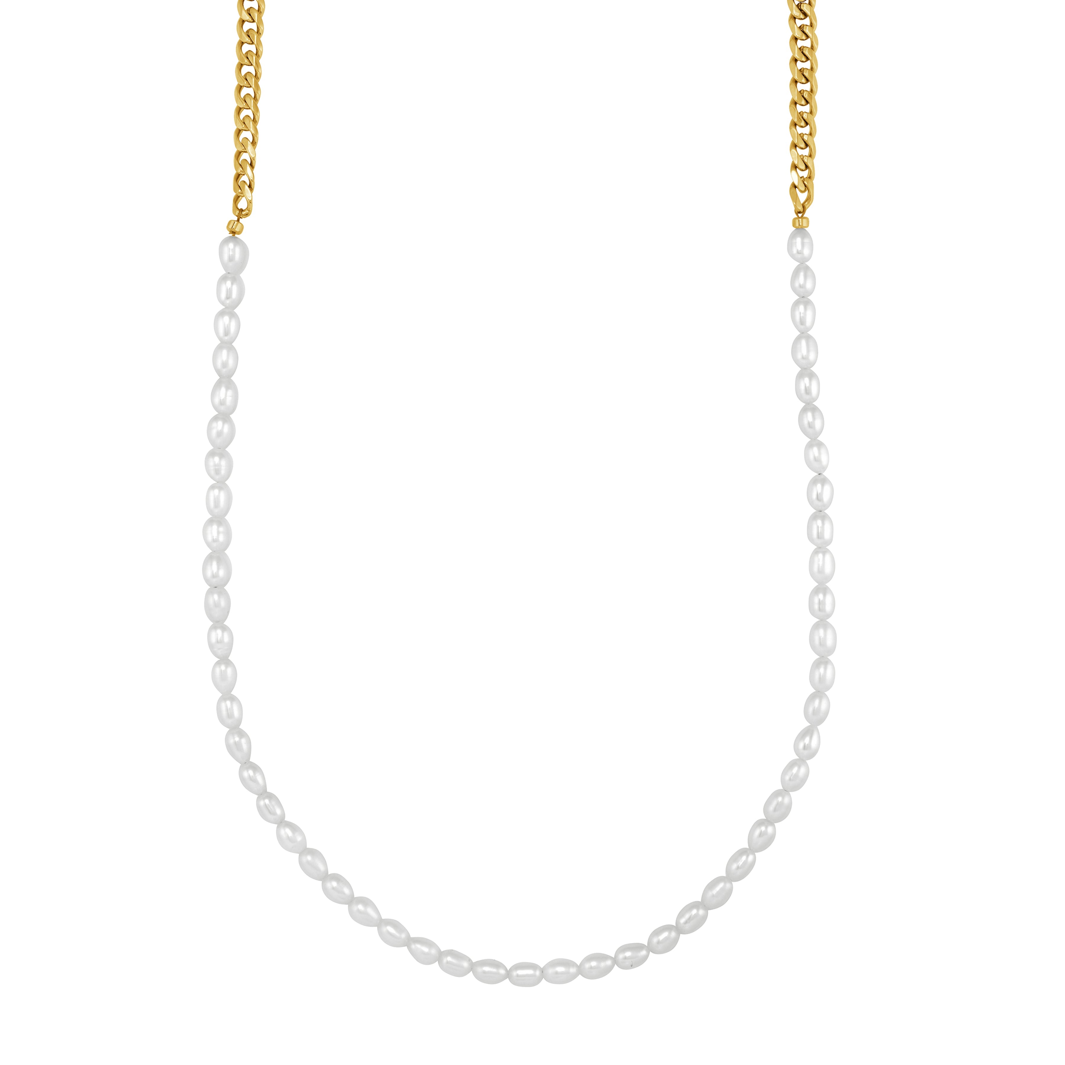 14k Gold with 6mm Freshwater Pearls Franco Chain 4.6mm