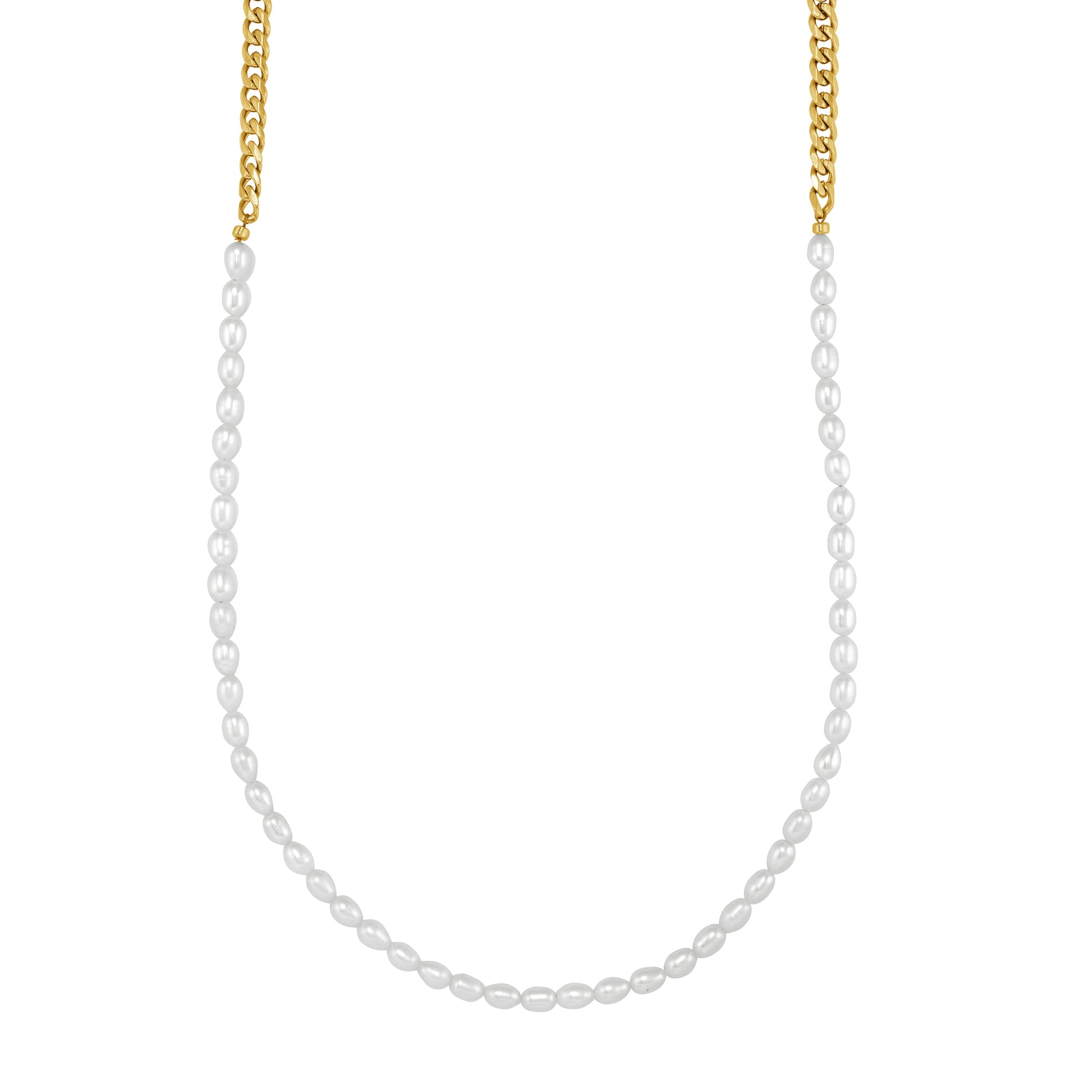 14k Gold with 6mm Freshwater Pearls Franco Chain 4.6mm