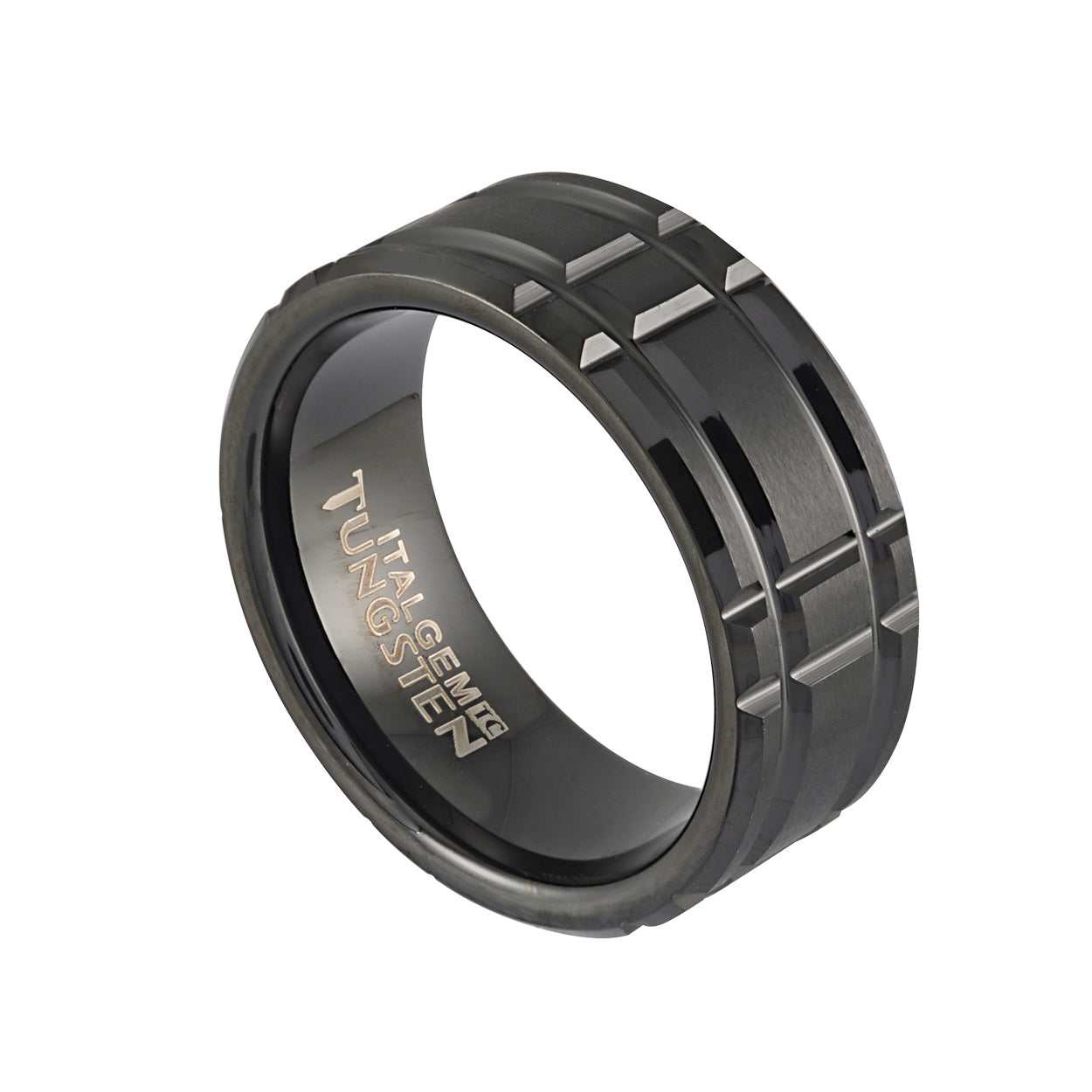 Grid Cut Tungsten Ring 8mm