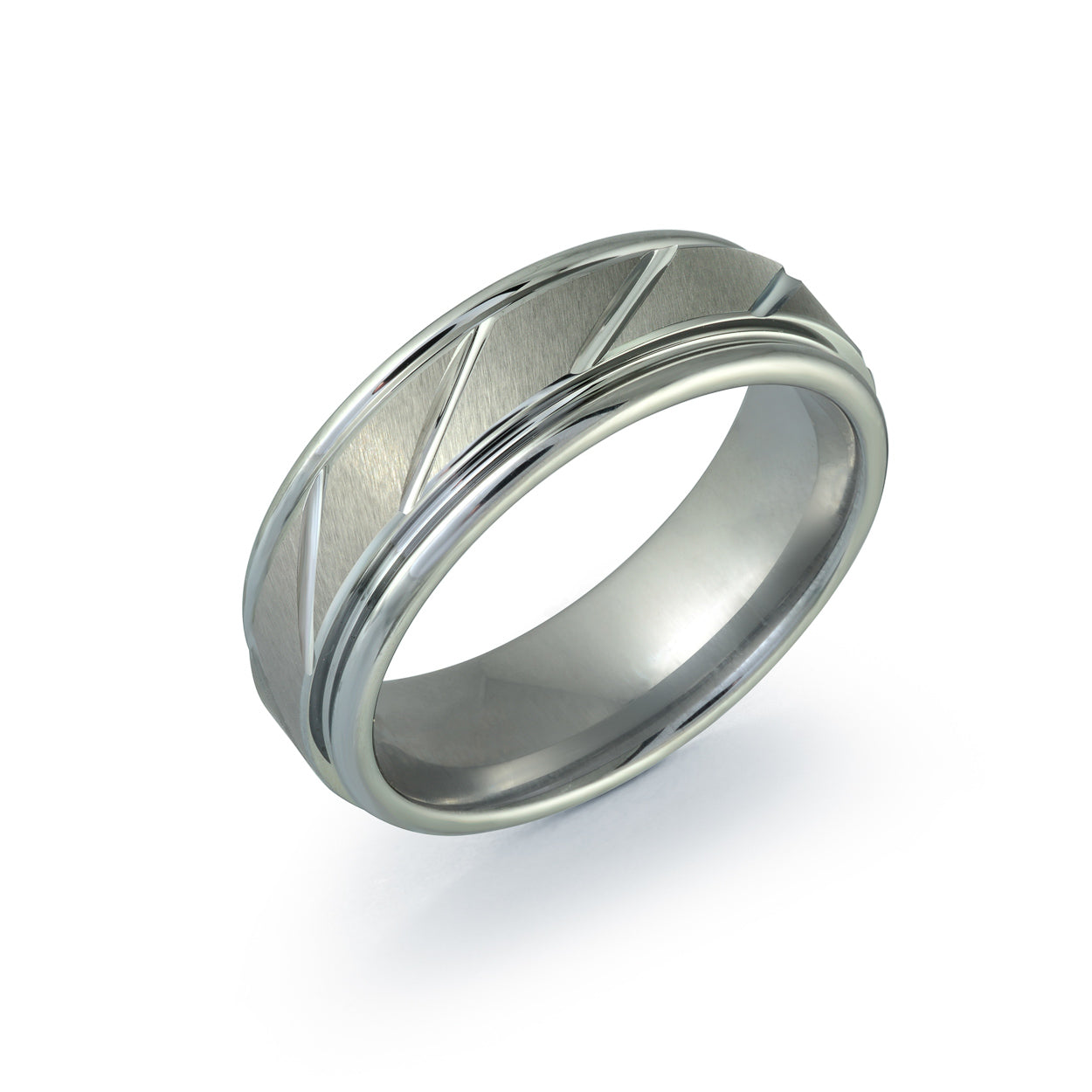 Angled Diamond Cut Ring 7mm