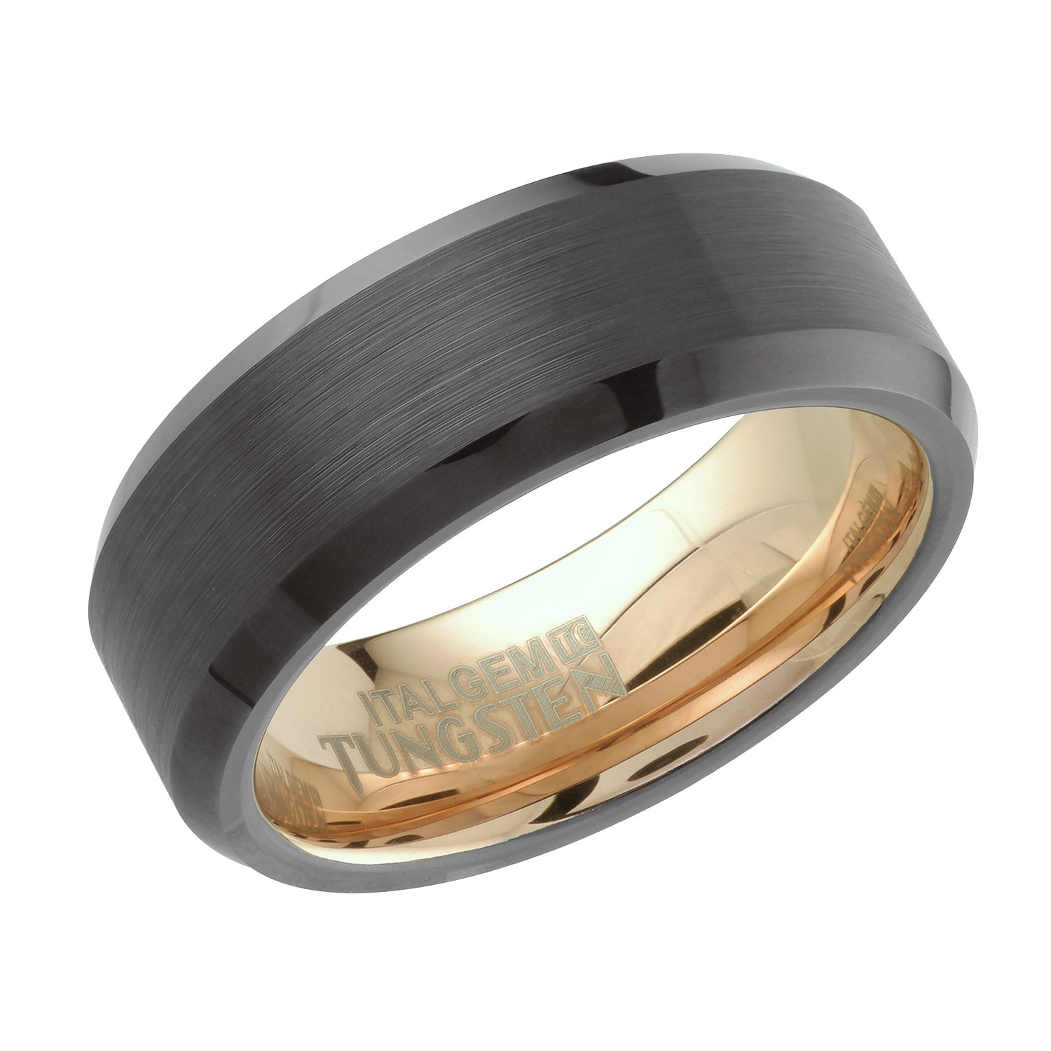 Rose Core Brushed Tungsten Ring 8mm