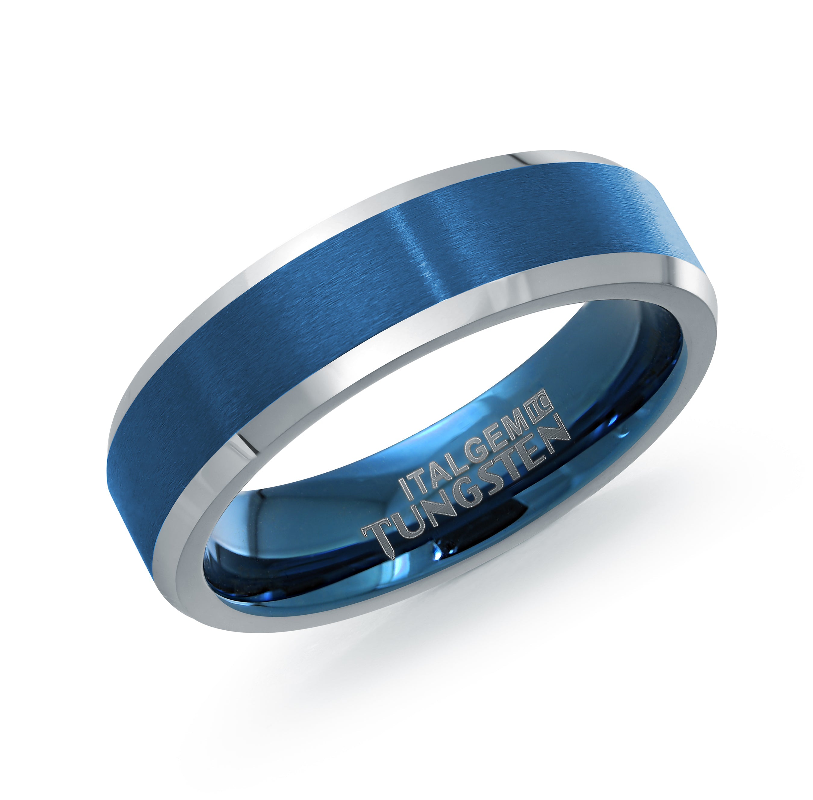 Blue Dual-Finish Tungsten Ring 6mm