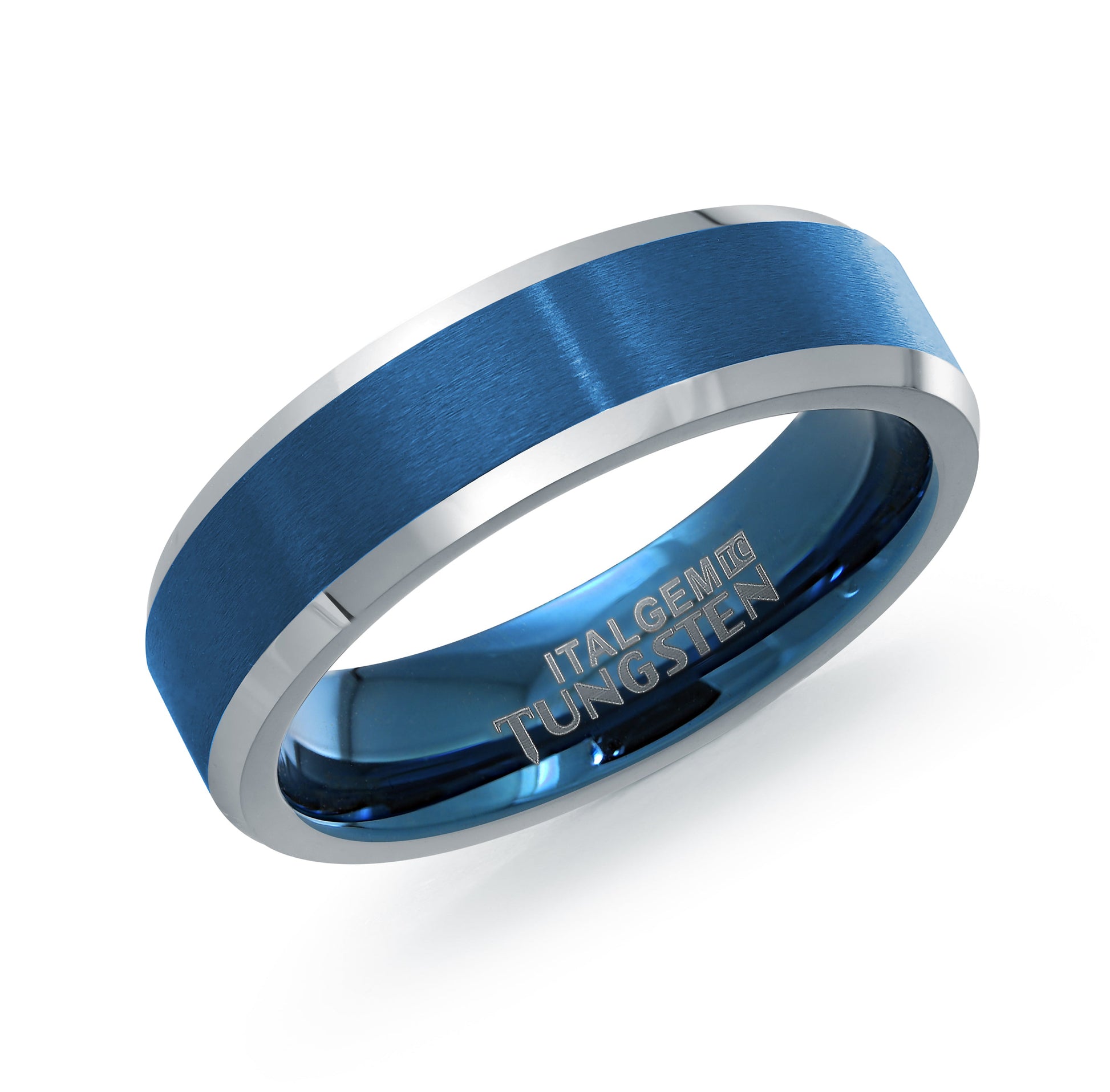 Blue Dual-Finish Tungsten Ring 6mm