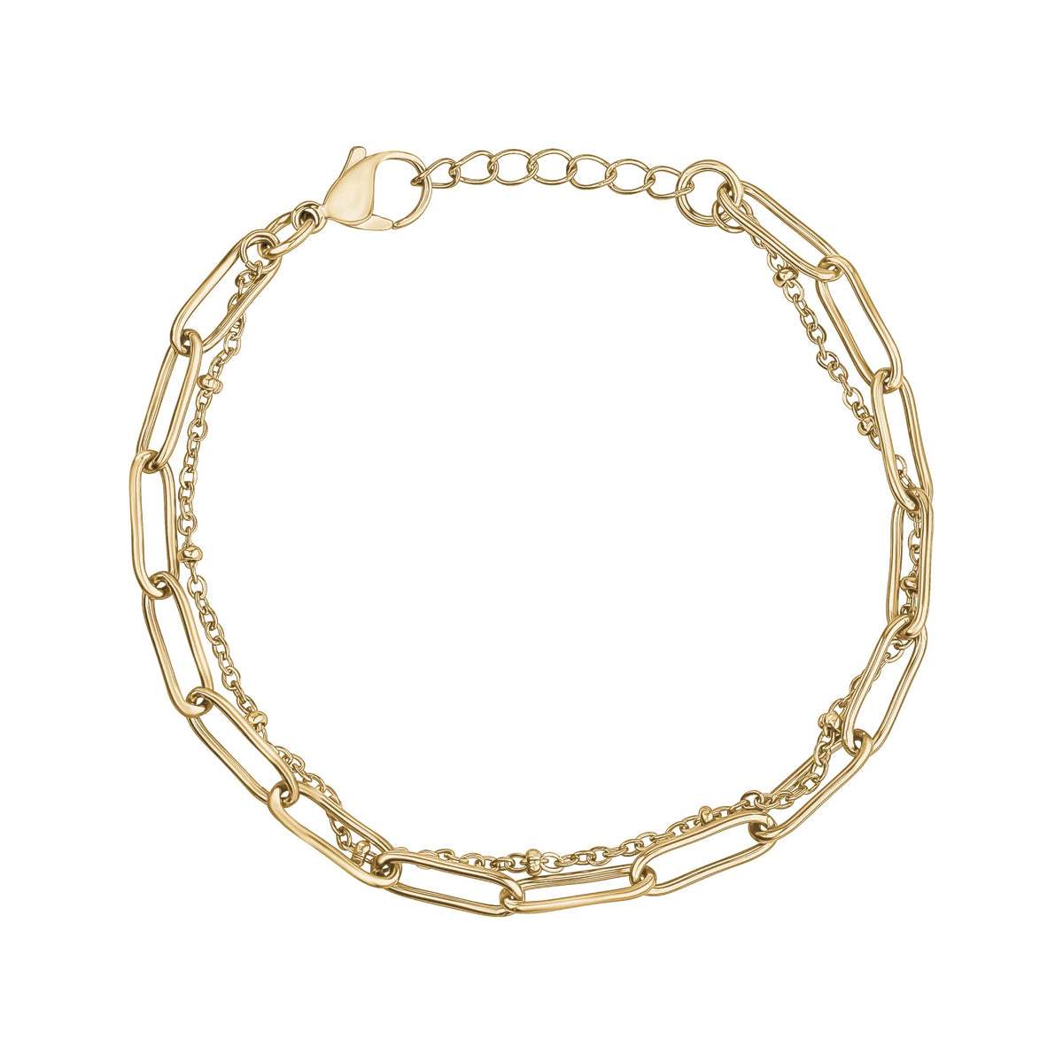 Paperclip Double Chain Bracelet - Gold
