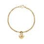 Round Box Bracelet W/ Heart Charm - Gold