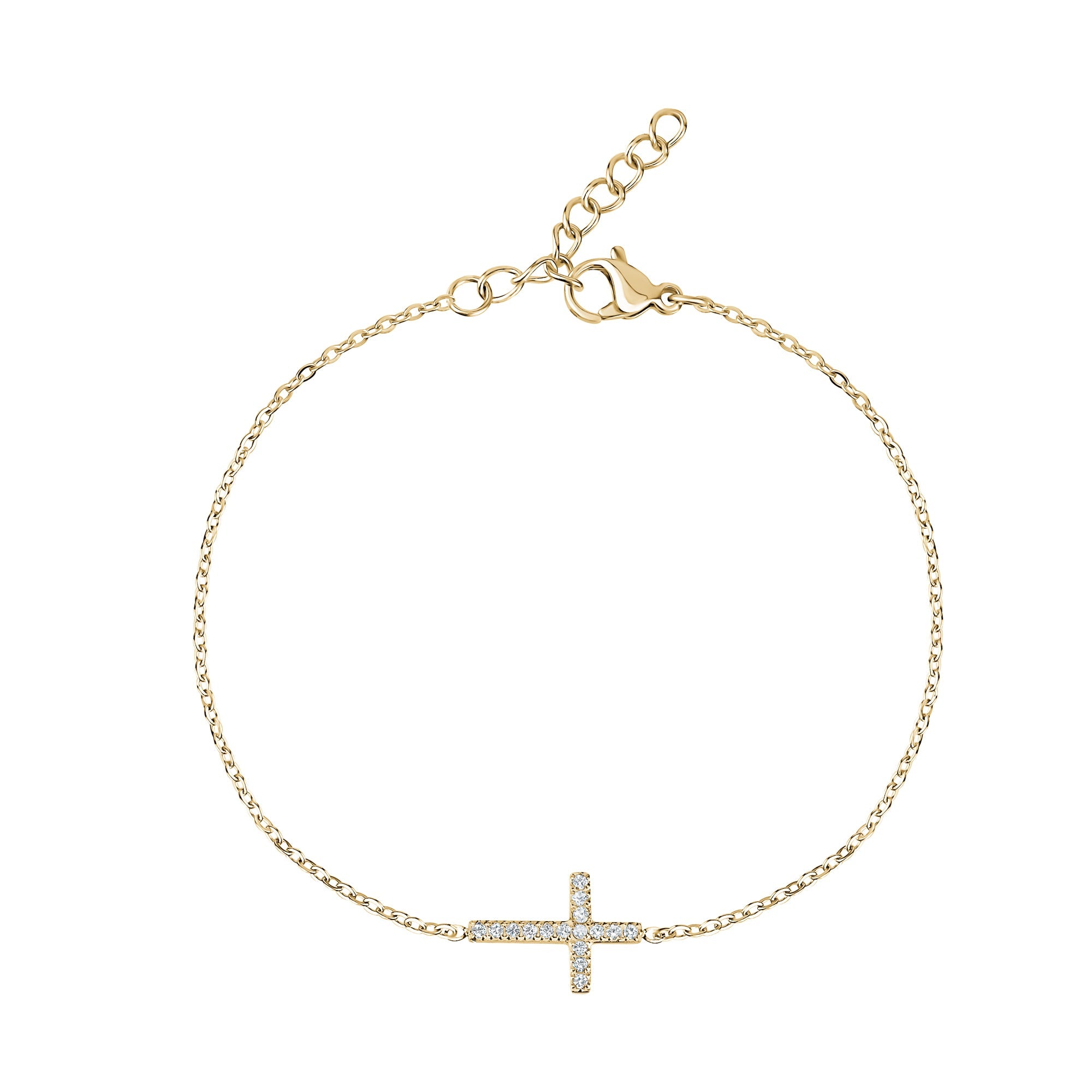 Cz Cross Bracelet - Gold
