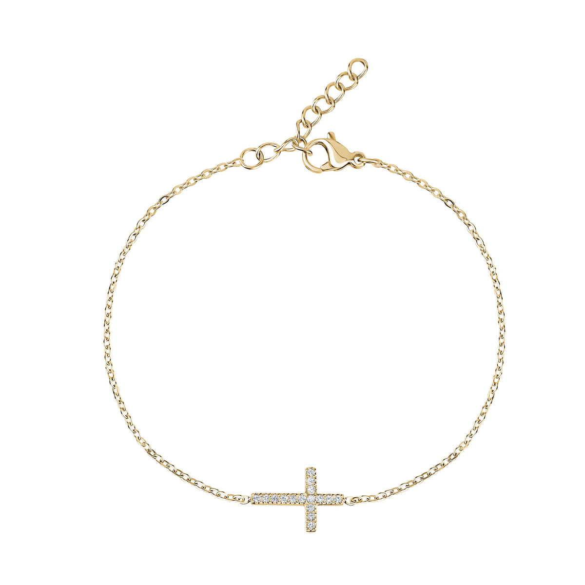 Cz Cross Bracelet - Gold